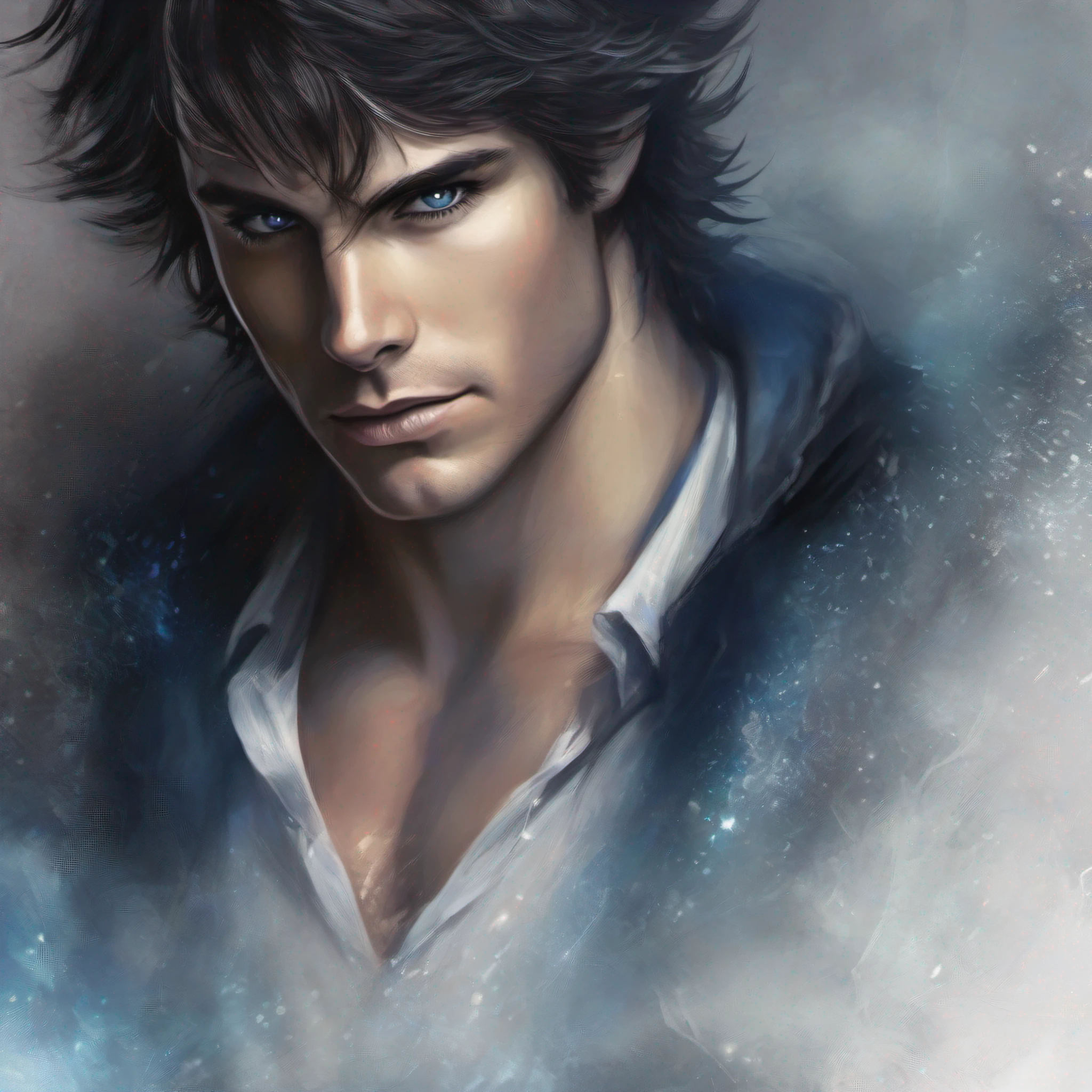 homem bonito, Damon Salvatore, fundo desfocado, cabelos curtos, olhos azuis