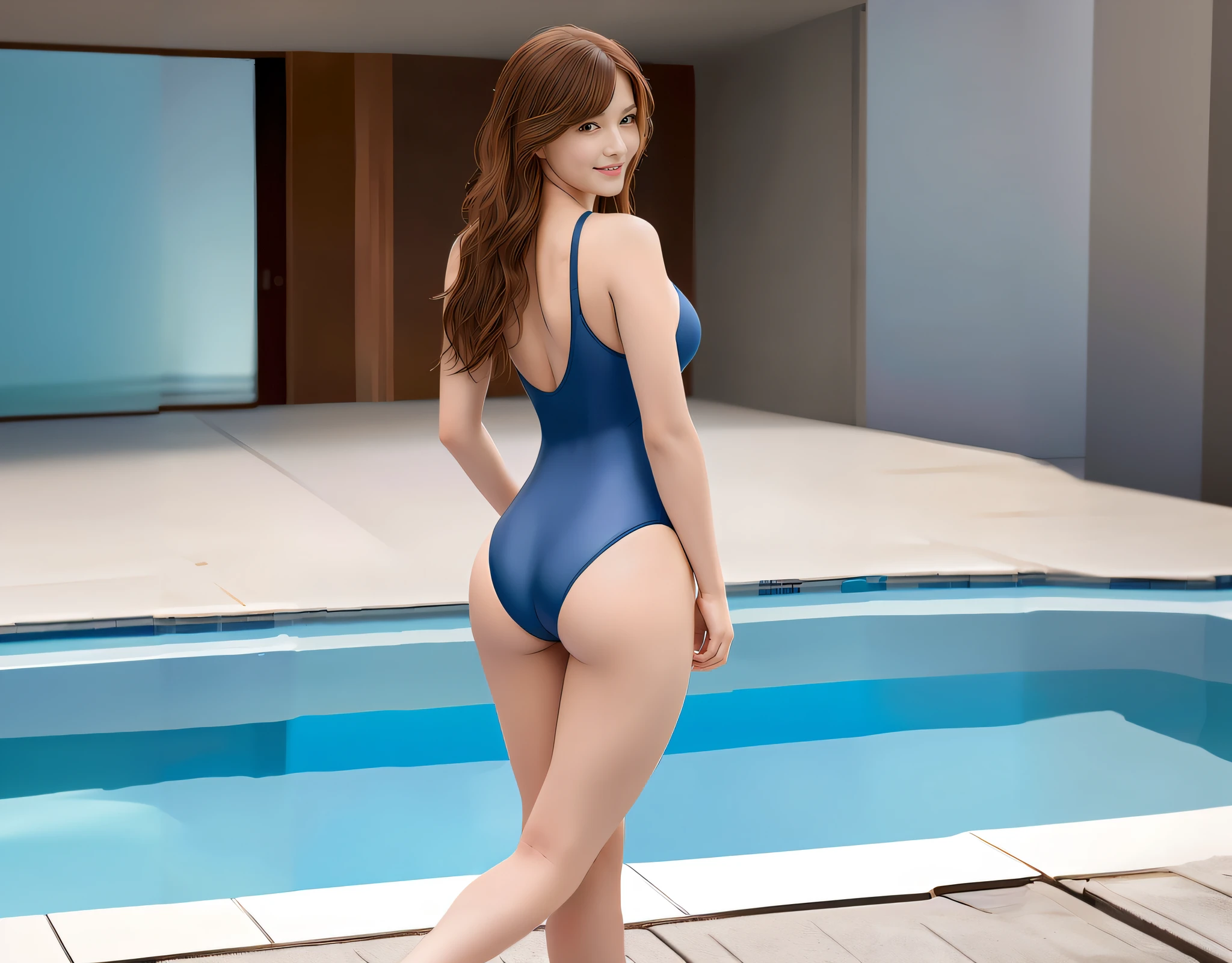 (8k, ultra high res, best quality, high quality, masterpiece:1.3), (a professional photo of girl), RAW photo, realistic illustration, (ultra detailed eyes and face), (ultra detailed beautiful skin), there is a woman in a blue swimsuit standing by a pool, is wearing a swimsuit, swimsuit, photorealistic perfect body, in retro swimsuit, wet swimsuit, sparky swimsuit, attractive pose, bathing suit, next to a pool, realistic bikini, swimsuit model, elegant sleek smooth body, sexy pose, wearing leotard, smooth blue skin, cute girl wearing tank suit