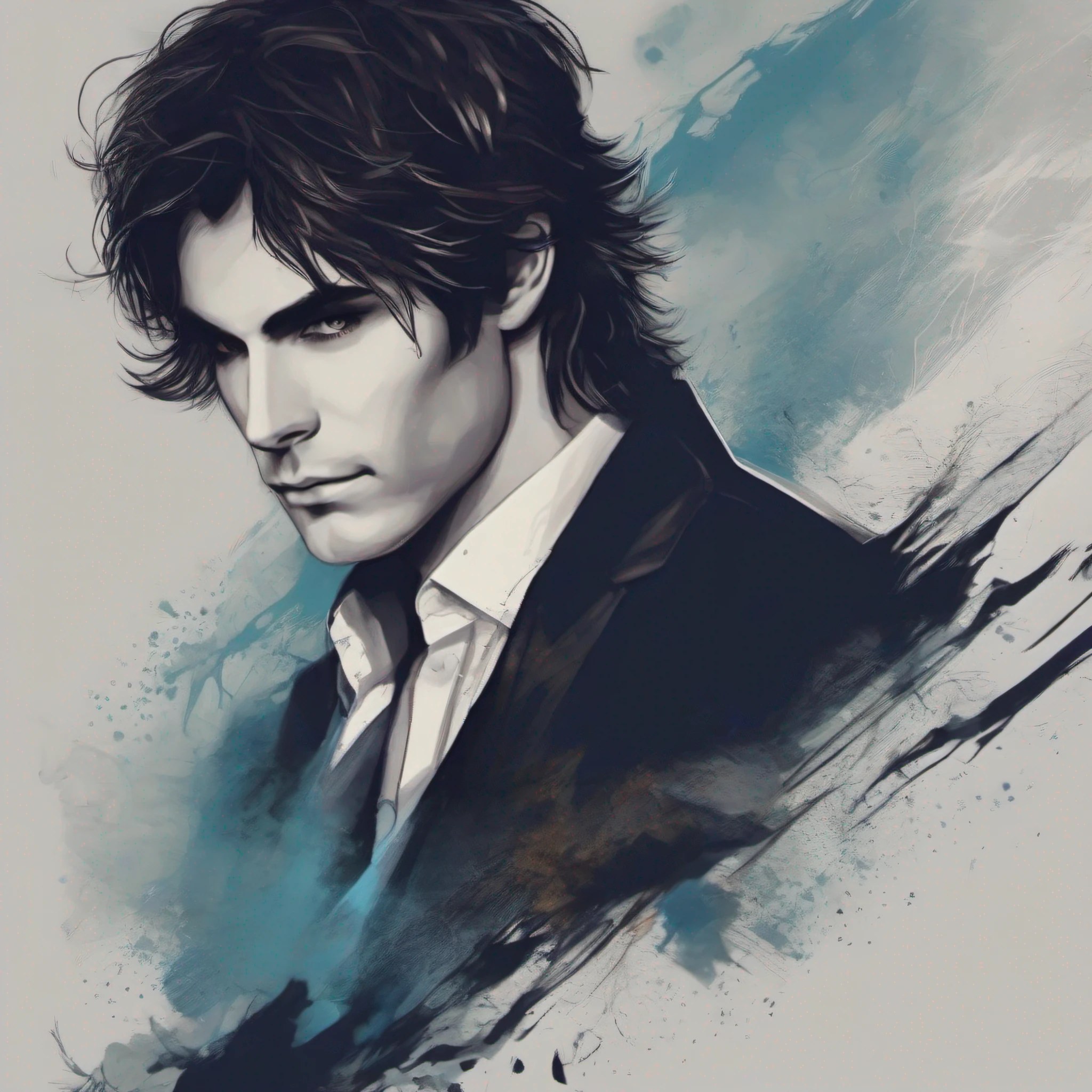 homem bonito, Damon Salvatore, fundo desfocado, cabelos curtos, olhos azuis