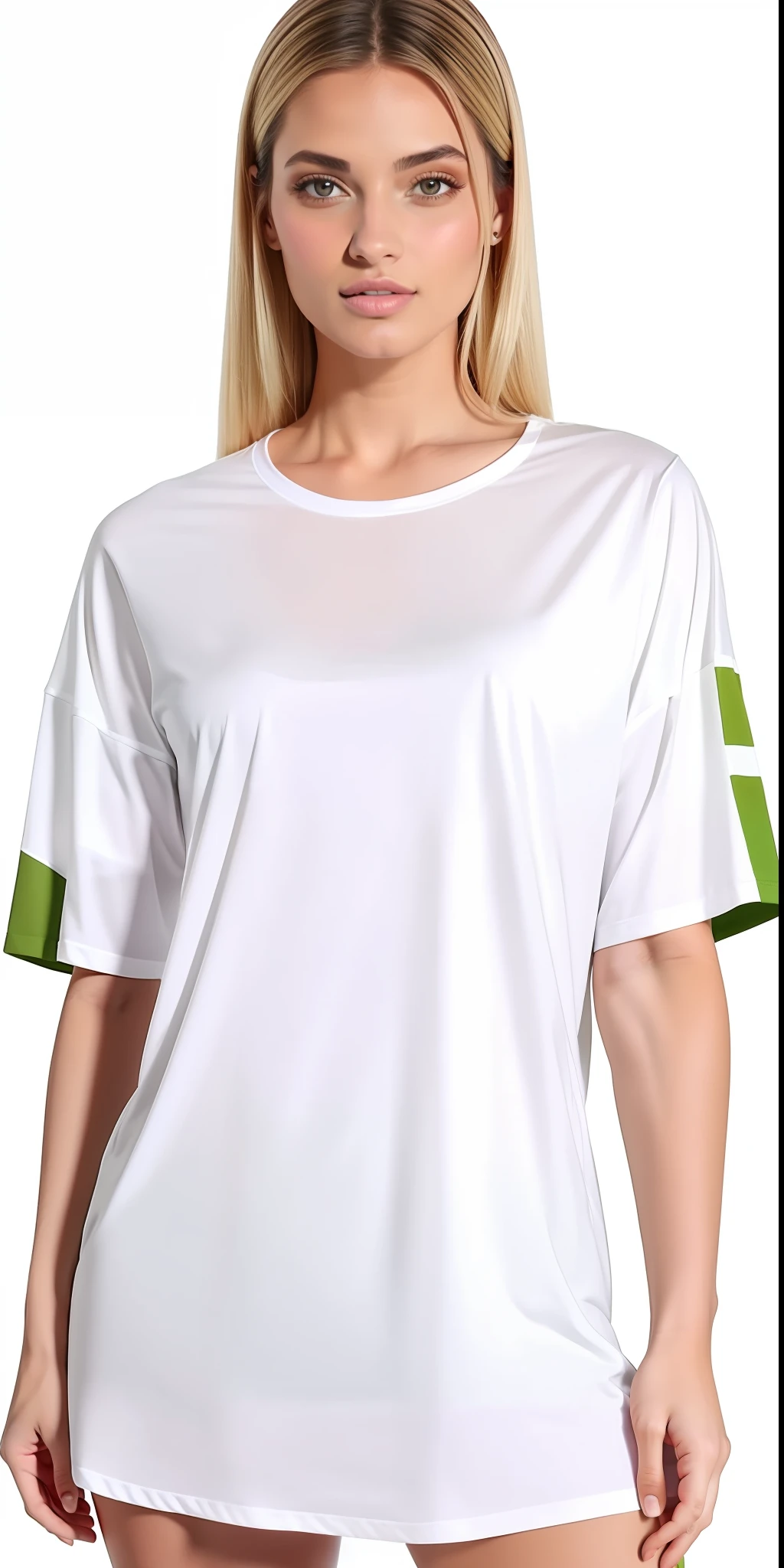 uma mulher linda vestindo uma camisa branca, camisa rasgada, lavagem neon branco, Roupa branca rasgada, com corte rasgado t - camisa, artista vestindo limpo, camiseta molhada, Roupas rasgadas, T-shirt branca, camiseta branca