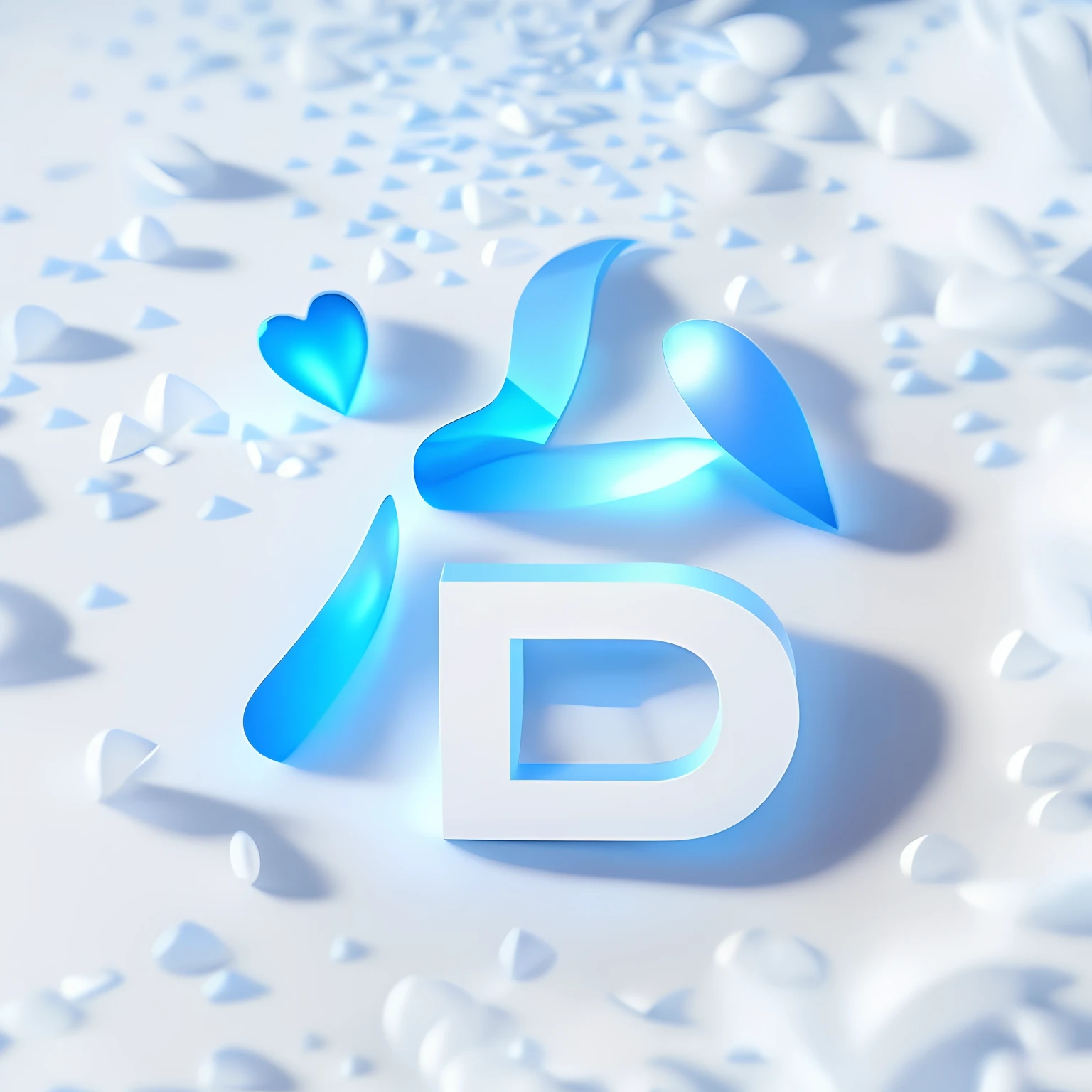 There is a blue ribbon and a blue heart on a white background, D RENDERING, clean digital render, depicted as a 3 d render, clean 3 d render, ( ( ( ( 3 d rendered ) ) ) ), Smooth 3D illustration, smooth 3 d illustration, 3 D 徽标, Imagens DMT. rendering by octane, behance 3d