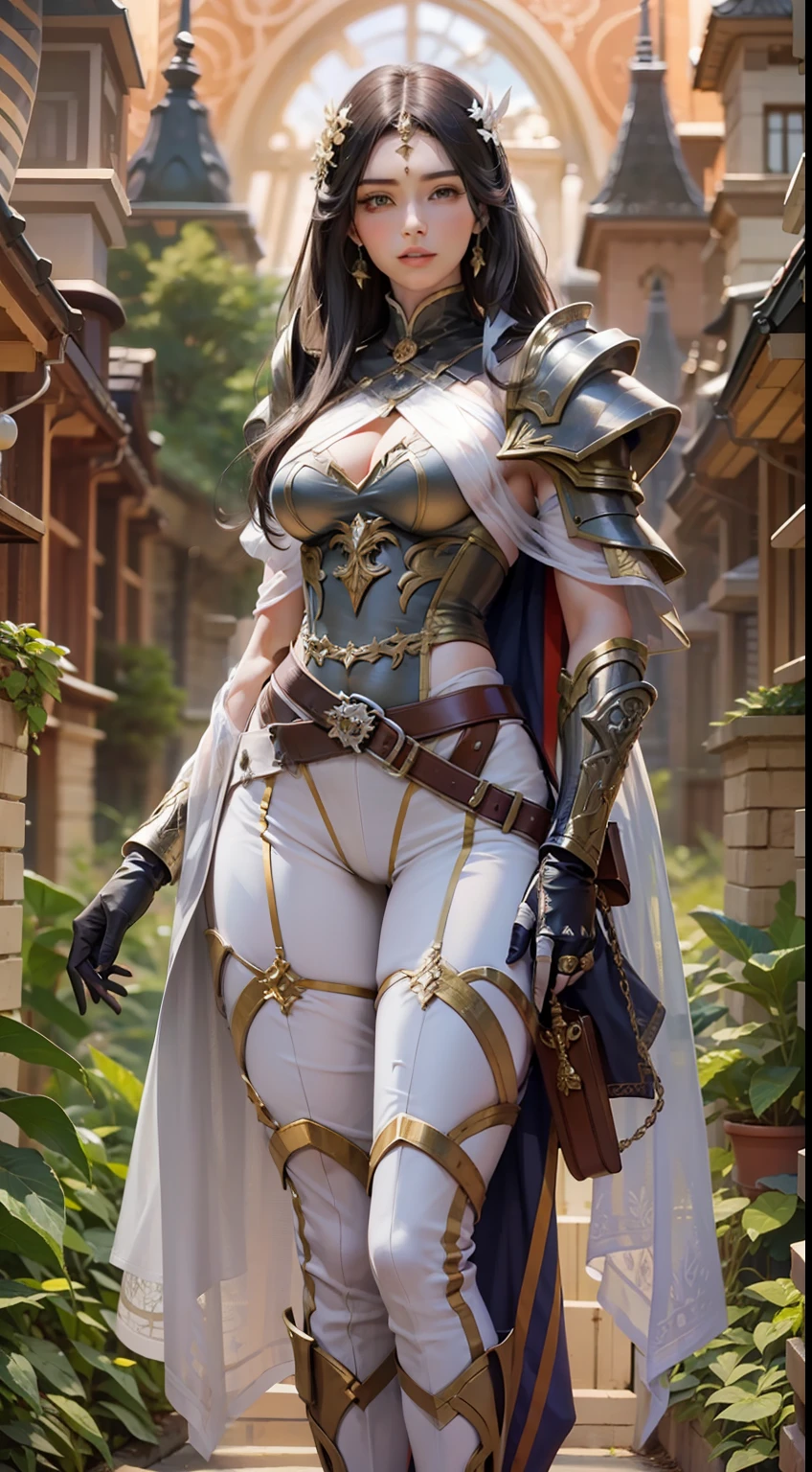 Beautiful woman in insanely intricate Tactician Outfit