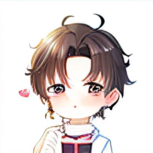 A cartoon boy with a heart in his hand, Ruan cute vtuber, sakimichan, Cai Xukun, resin, hyung tae, tchibi, Shin Jinying, Kim Tae-joon, sakimi chan, cherubic, Yan, inspired by Yeong-Hao Han, jimin, he has short curly brown hair, ten lee, V tuber
