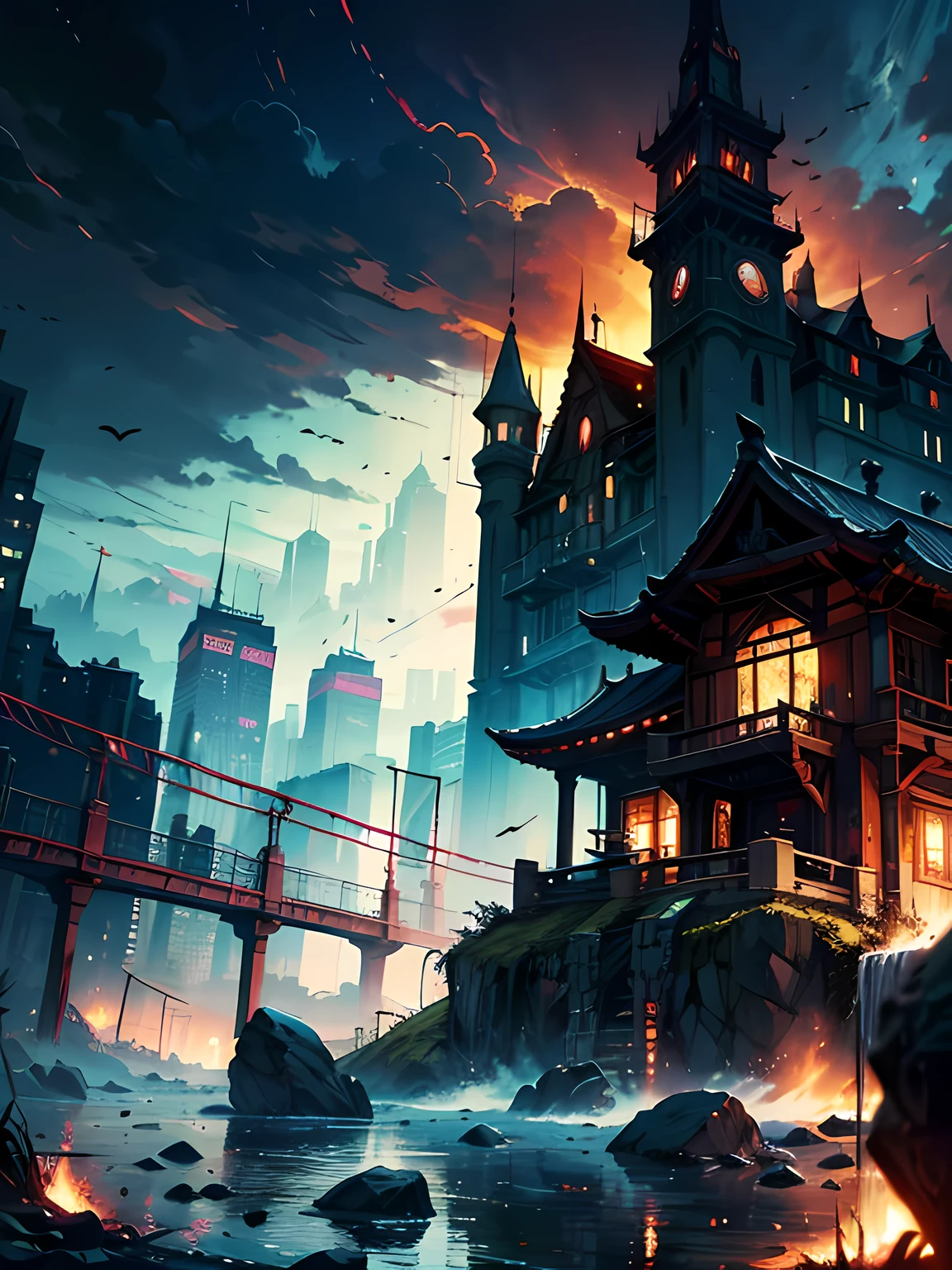 Images of the end of the world,Works of masters,Best image quality,Higher quality,high detal,超高分辨率,8K分辨率,(Doomsday mansion)