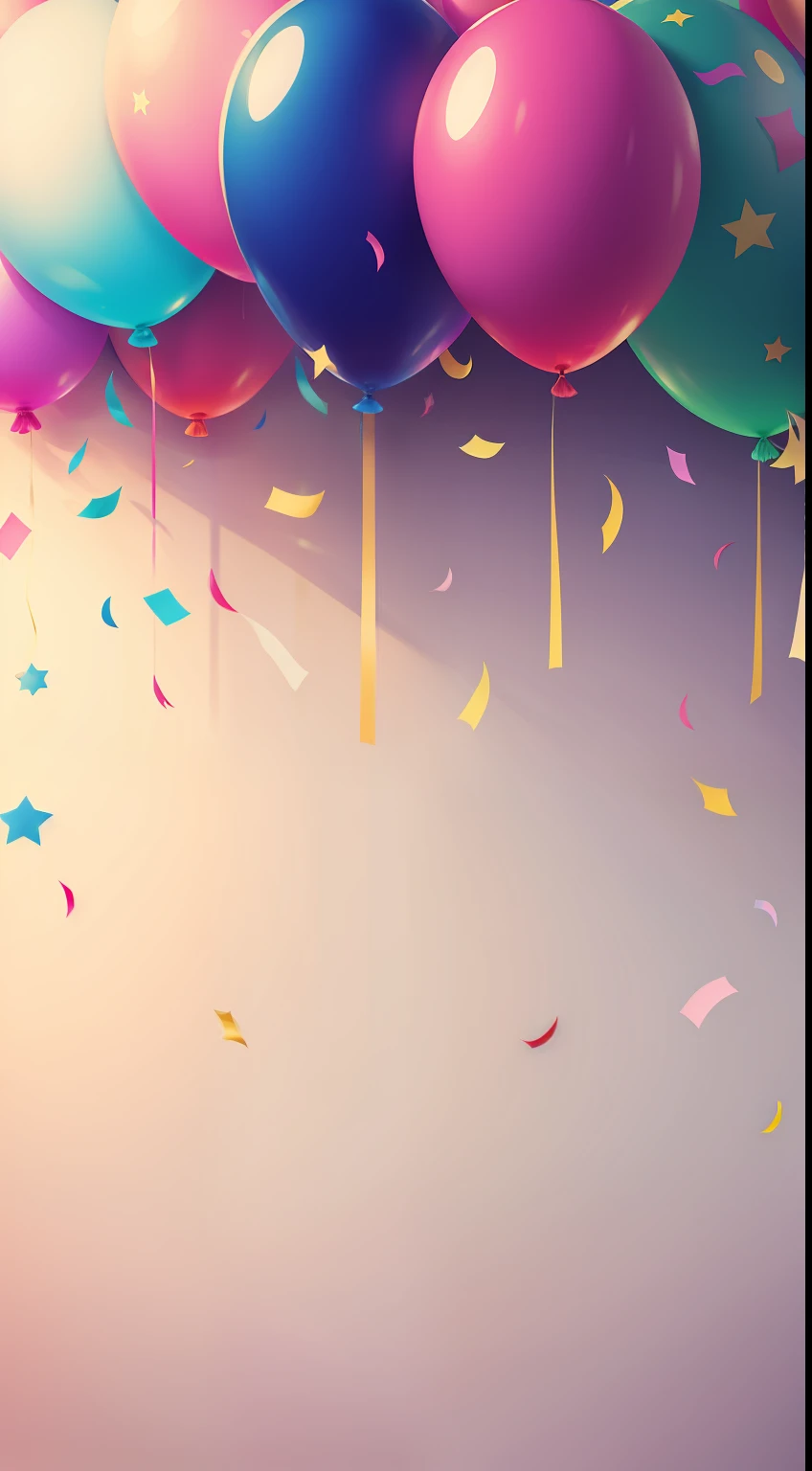 Background of a party with flags, balloons and confetti. All with many colors