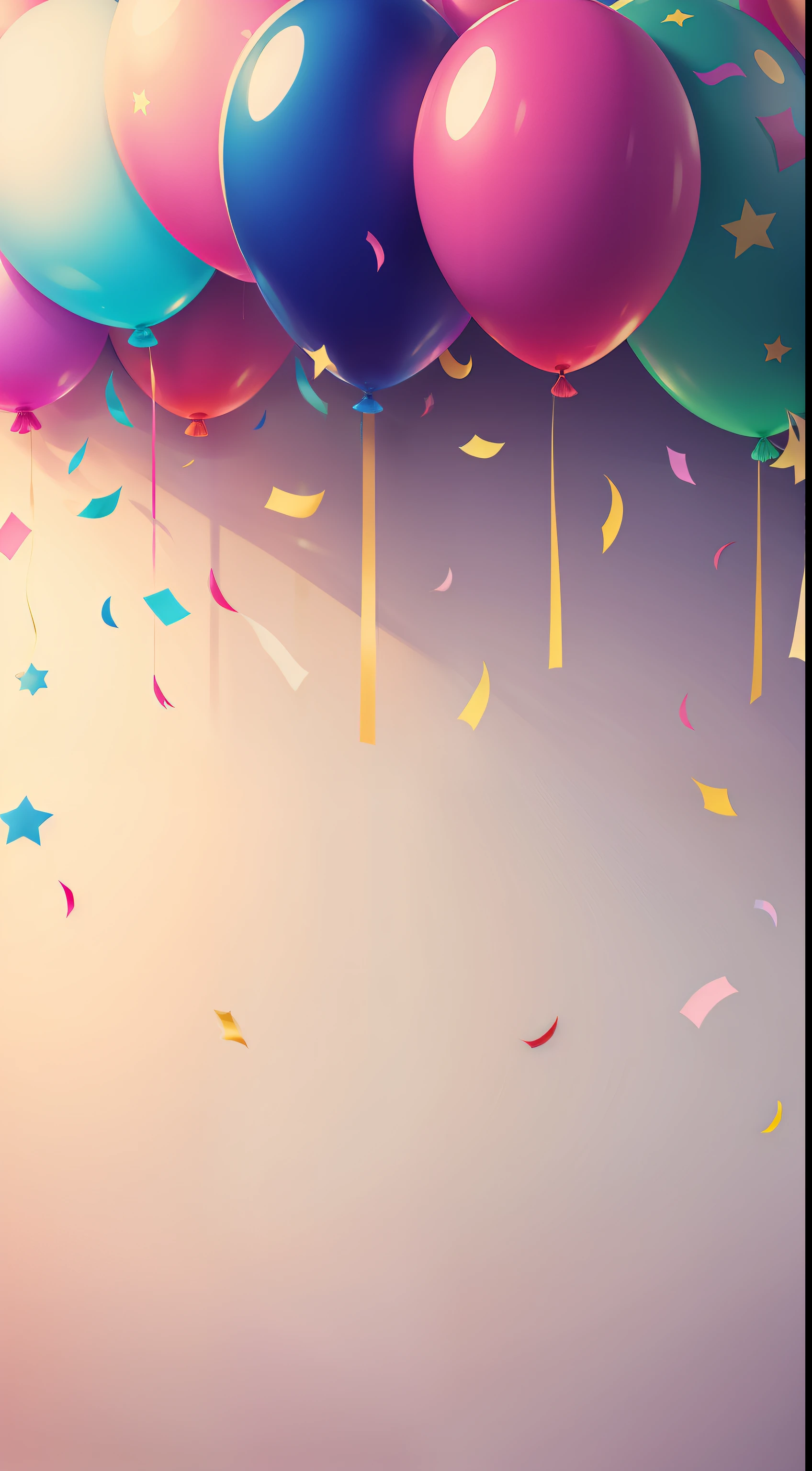 Background of a party with flags, balloons and confetti. All with many colors