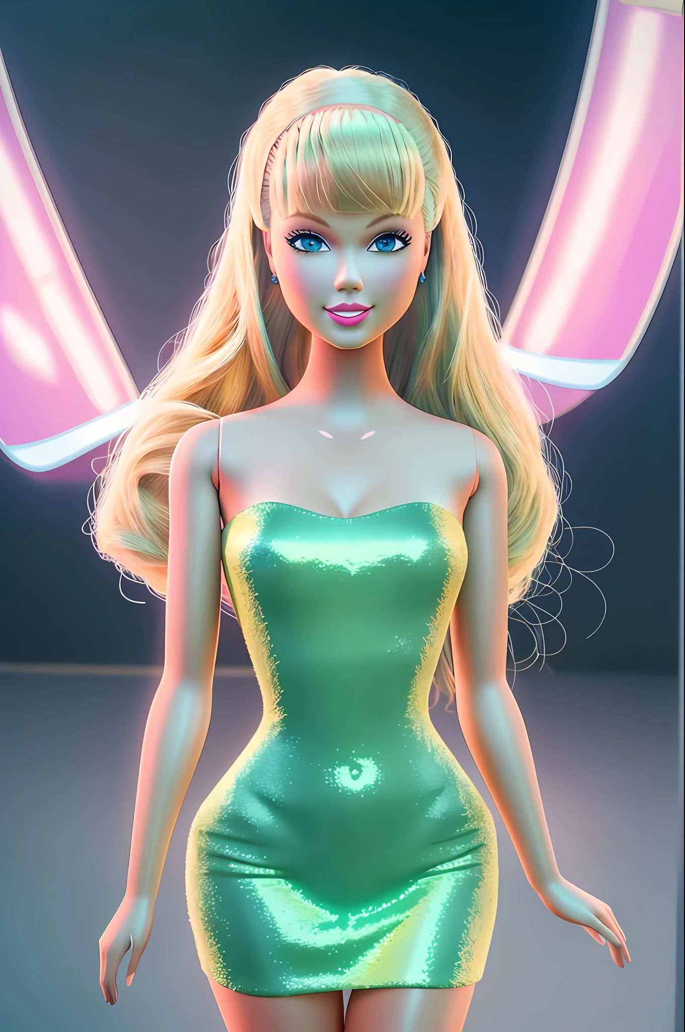 (masterpiece, best quality), highres, (8k, RAW photo, highest quality), (Taylor Swift as Barbie), (Taylor Swift faces:1.2), Taylor Swift, (blonde hair) , ultra-realistic, 3d, centered, (TS_Barbie), mid shot, (full body:1.2), a cartoon girl in PINK dress in the style of pixar, (perfect lighting and composition:1),soft lighting, (high detail, 8K resolution:1), hdr:0.7, detailed face, perfect, (dynamic), pose, (high quality:1.2), plastic skin, ((shiny:1.3)), smile, (depth of field:0.8), 50mm, film grain:0.7, fujifilmXT3, focus face, (sad:1.2), looking at viewer, detailed eyes, detailed face, floating particles, beautiful, light makeup, lipstick, (thick waist and thighs:0.6), amazing composition