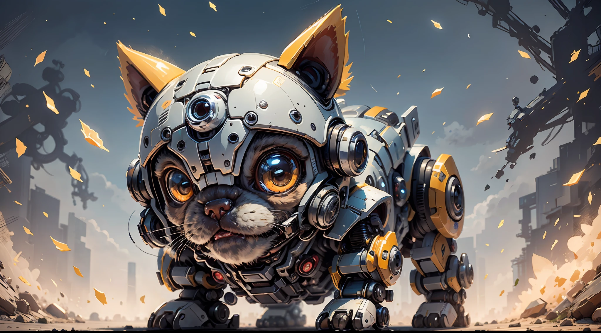 Puppy robots can have a cute design, large and expressive eyes, bright colors and rounded shapes, making it attractive cartoon style
