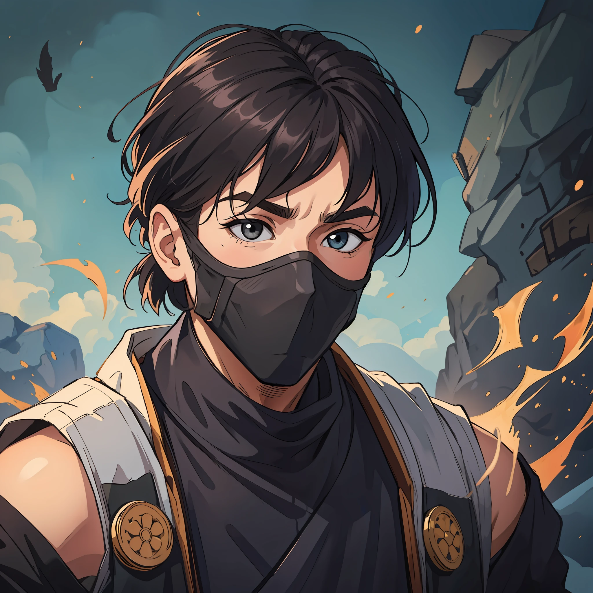 solo, masterpiece, best quality, young boy, ninja, portrait,