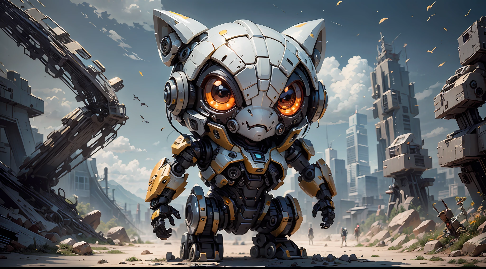 Chameleon Robot、cute design、large, expressive eyes、bright colour、Can have a rounded shape、Makes an attractive cartoon style