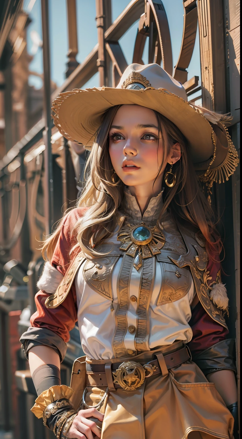 Beautiful woman in insanely intricate Country Western Outfit