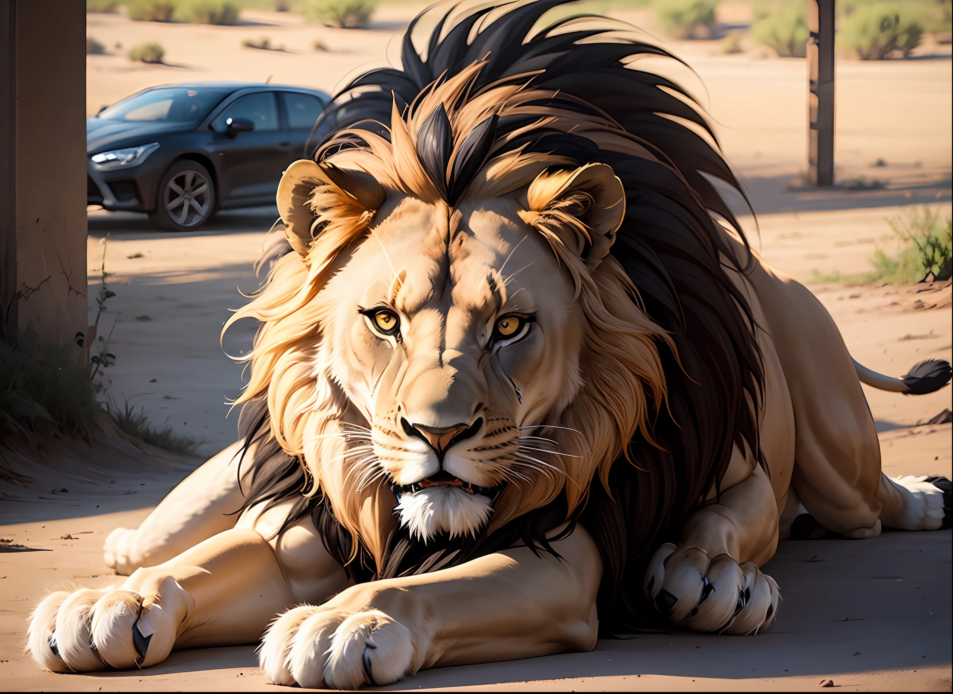 Lion attacking, pulando --auto