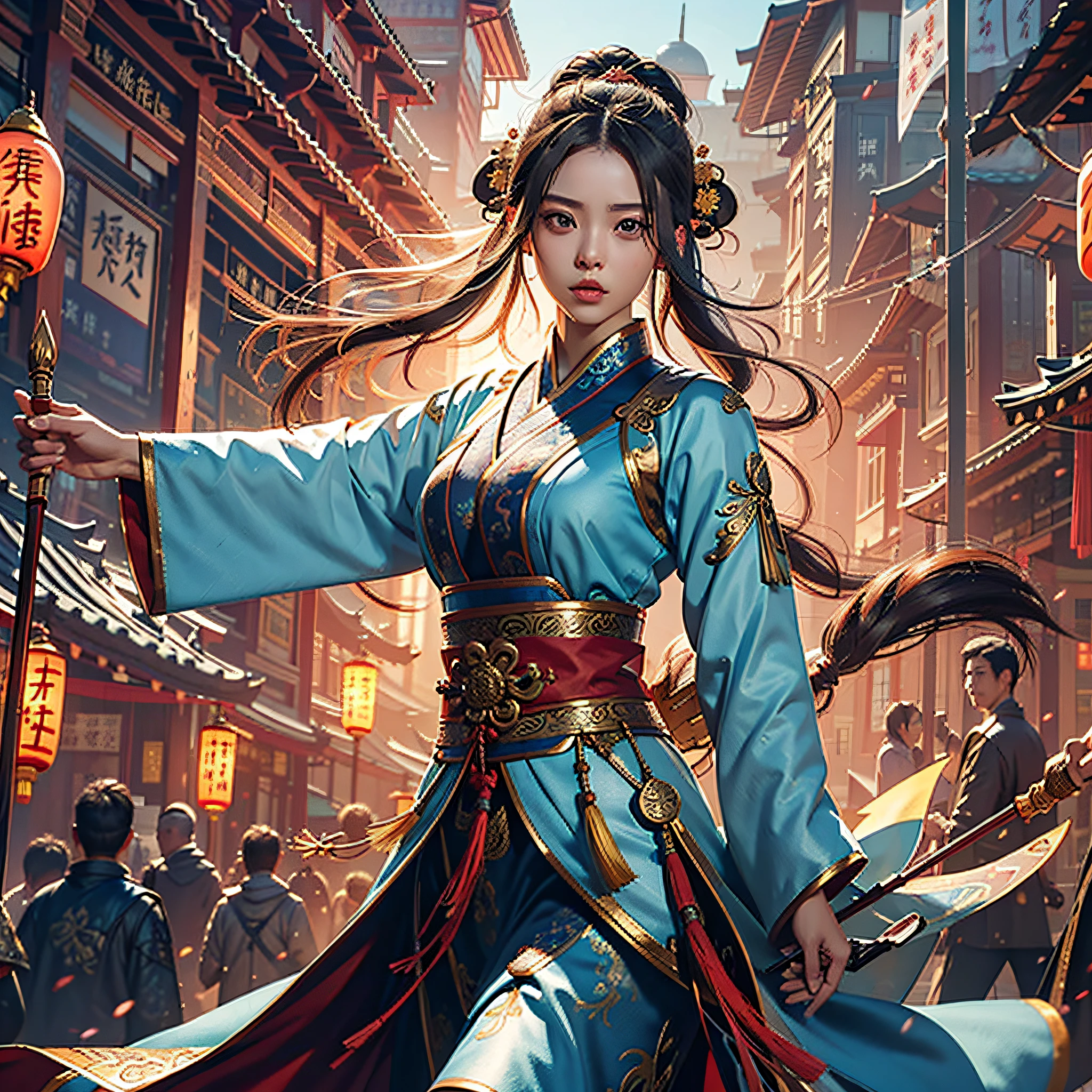best qualtiy,tmasterpiece,超高分辨率,(realisticlying:1.4),xiuxian,arma,bow and arrows,Detal Face,
1girll,独奏,arma,,(Magical Circle:1.2),xiuxian,The upper part of the body,a beauty girl,full bodyesbian,Classical Chinese architecture,jacket,buliding,