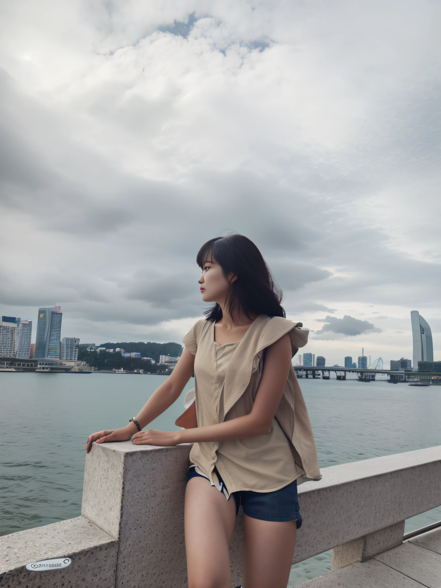 Araki woman standing on waterside windowsill, taken with sony alpha 9, shot with sigma f / 4. 2,, shot on leica sl2, photo taken with canon 5d, shot with iphone 1 0, shot with hasselblade camera, near a jetty, set on singaporean aesthetic