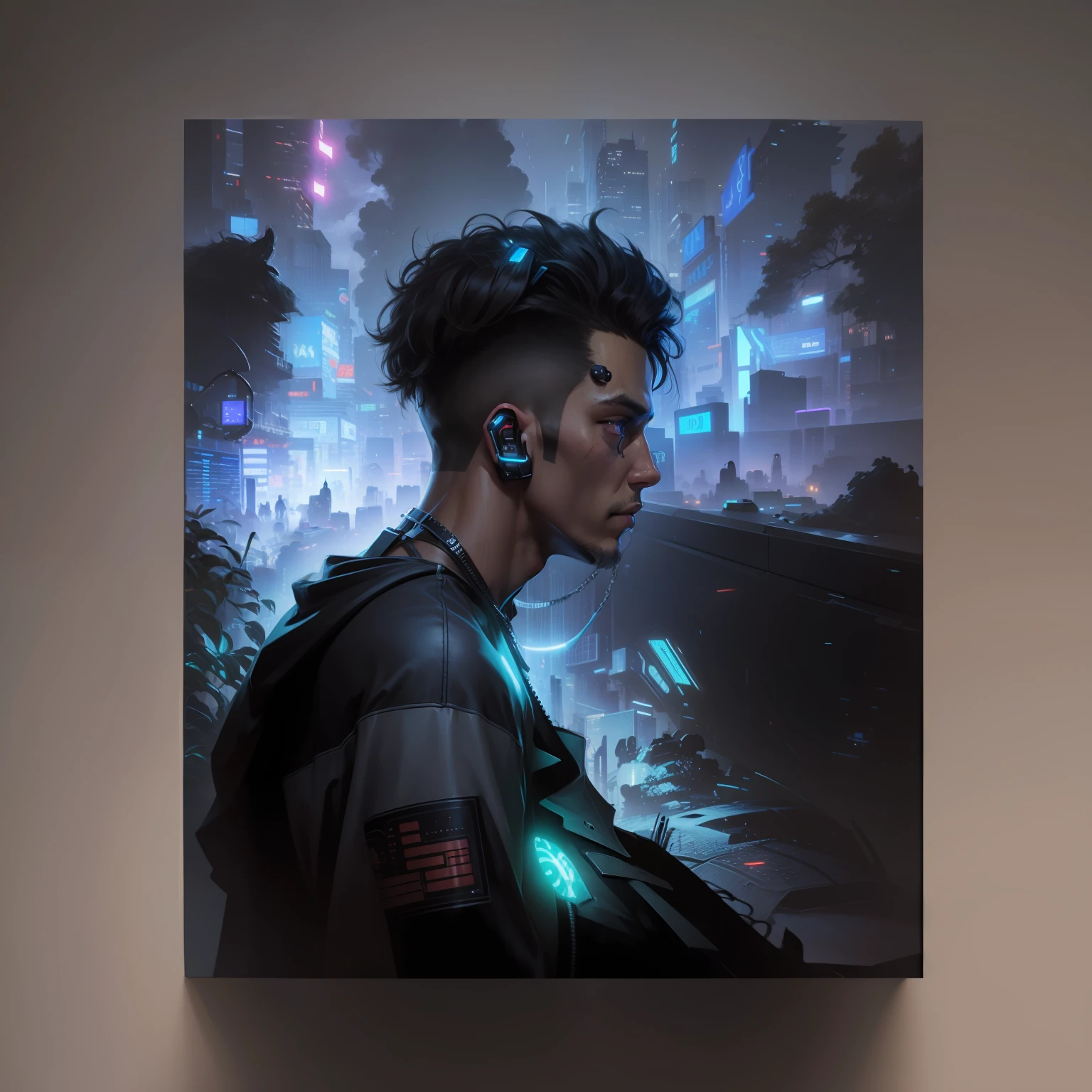 Change the background cyberpunk handsome boy realistic