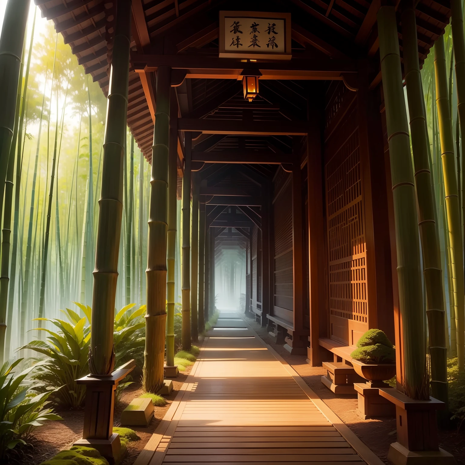 Peaceful,bamboo forrest,Seven Treasures Pagoda,path,Peaceful