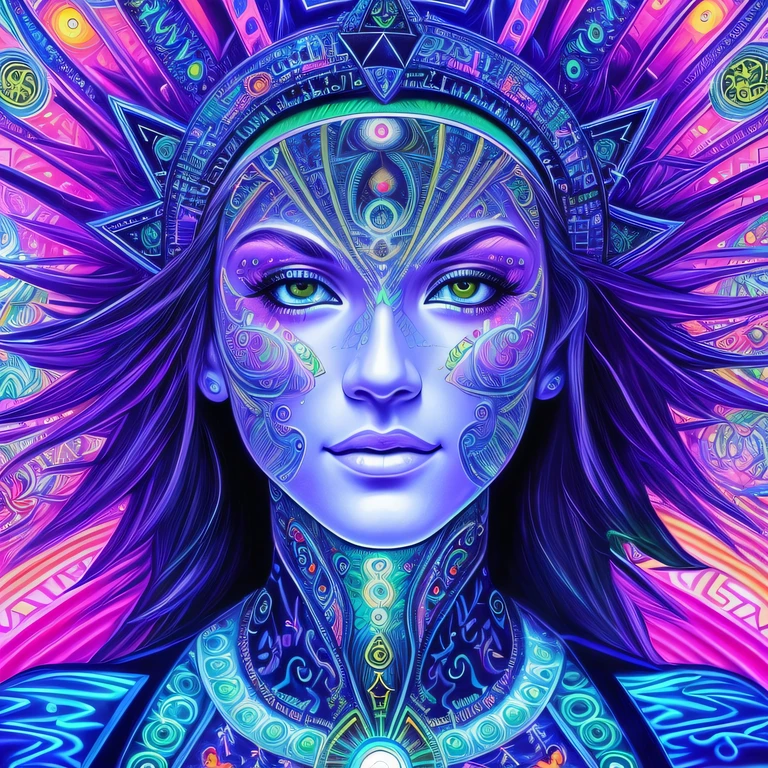 a closeup of a face with bright eyes and a bright head, terceiro olho brilhante, psytrance, arte psytrance, rosto azul brilhante, enlightenment tripping on dmt, detailed glowing head, canalizando a energia do terceiro olho, Estilo de Alex Grey, aura de poder. circunstanciado, psychedelic organic cyborg, bright electric aura, Alex Grey Arte, Estilo Alex Grey, psychedelic dmt
