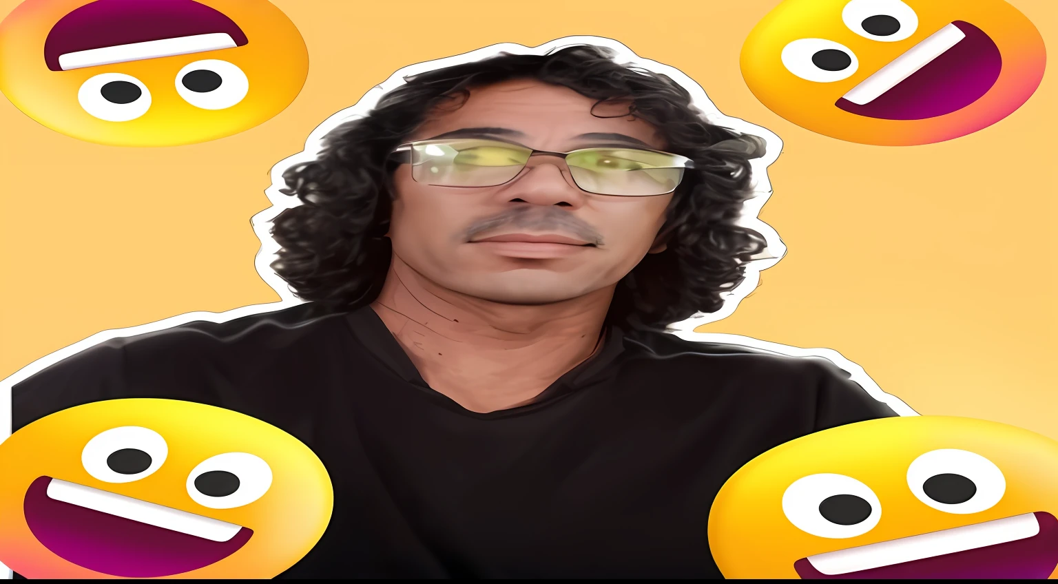Man with glasses and black shirt with emoticions, Memes, Telegrama Sticker, 😃😀😄☺🙃😉😗, 🔞🤡, hahaha!', Pepe Moreno, muito superdotado, arte digital. @mariomaniacdude, funny emoji, john oates face, Pablo Dominguez, Alarcon Cartunista, cara fria