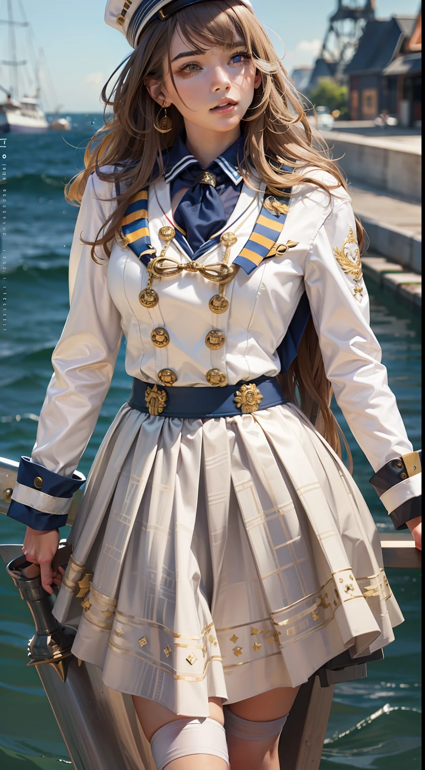 Beautiful woman in insanely intricate Nautical Sailor Style Outfit