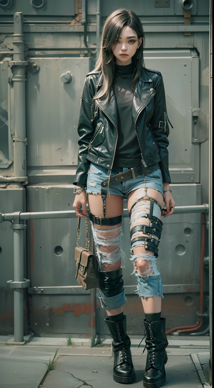 Beautiful woman in insanely intricate Modern Grunge Outfit