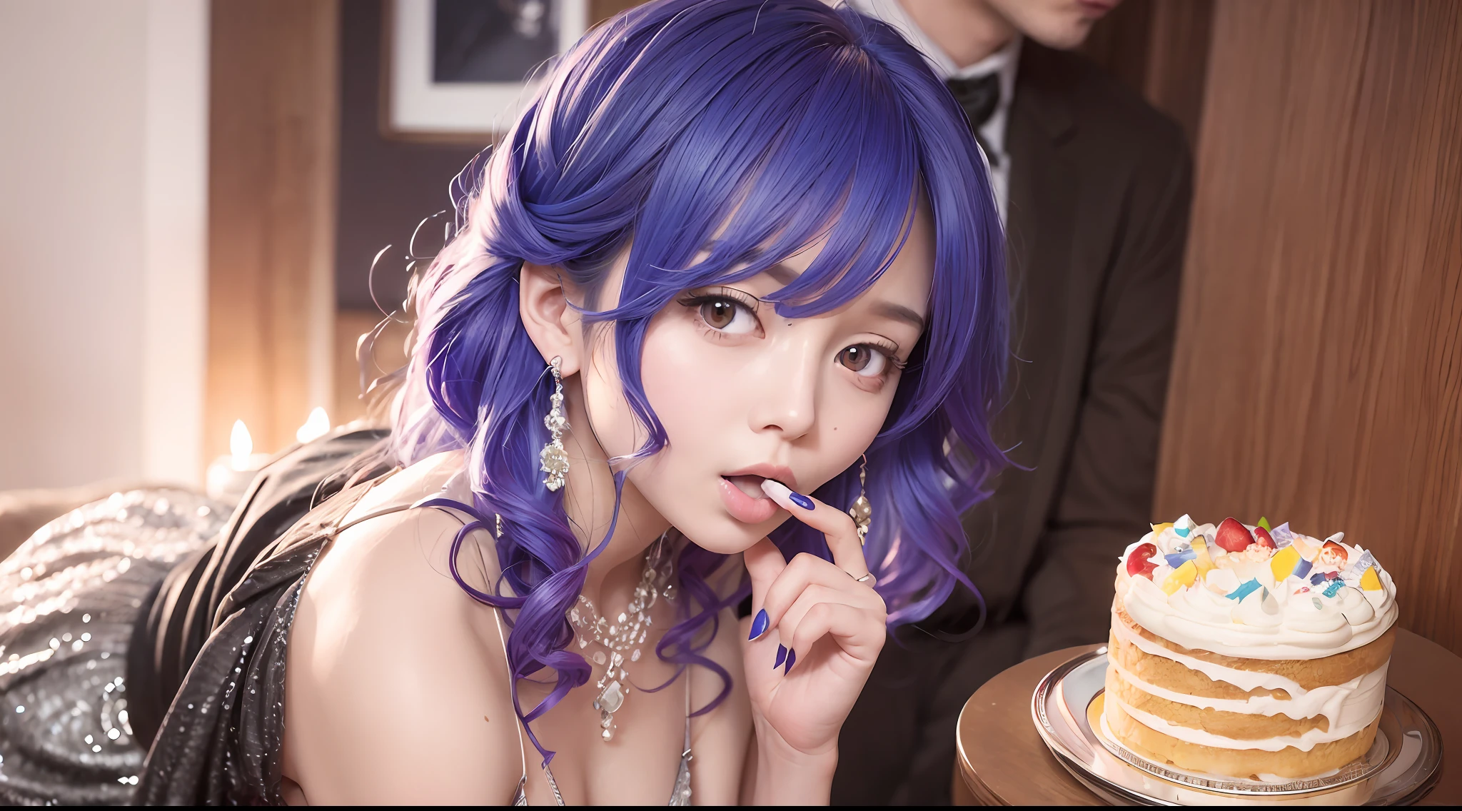 『Cute beauty eating Black Forest cake』
situation:After dating for half a year, I want to help my boyfriend celebrate his birthday,Take off your outer clothes to reveal your underwear,And take out the cake you made,But because of the small embarrassment of forgetting to bring cutlery,I joked with my boyfriend,So hair、His face and chest were covered with cream。
In the end, the boyfriend proposed to grab it directly with his hand and feed it into his mouth,But I'm afraid that my rude and embarrassing side will be seen by the boyfriend who just dated in front of me,So although one hand is busy grabbing the cake and wiping his face,And shy to hide, but at the same time still want to feed her boyfriend a bite of the birthday cake he made。
Action 1.:Because of the hilarious fight,Cream stained to snow-white... above,There are also some on the left eye,Showing playful and cute, a little boring but a little seductive eyes,Don't forget to wipe shyly。
Action 2.:The left hand grasps a large piece of cake about the size of the palm of his hand,Because I was shy, I wanted to hide my hand holding the cake,So turn your palm a little inward in your own direction,Not so generous to grab the cake。
Action 3.:Because my hair is covered in cream, I am gently wiping my cheeks with the small arm of the same hand(It's a bit like a cat washing its face)。
Action 4.:Shyness is too afraid to look,So the head is low,The hair is a little wet because it has just been stained with cream,But eyes look at the camera,With his right hand, he squeezed a small piece of peeled cake and fed it to the camera,The mouth is still slightly open,It was as if she could be heard shouting『aaaaaaaaaax~~aaaaaaaaaax~~~Mouth open~~』
scenario:Girls' room on the bed
apparel:Inside a sexy black silkscreen suit+undergarments+I took off half of the cute style blouse that was still hanging on my body(Here is a deliberate effort to use inner sexiness and external cuteness to highlight the mood of a little woman who wants