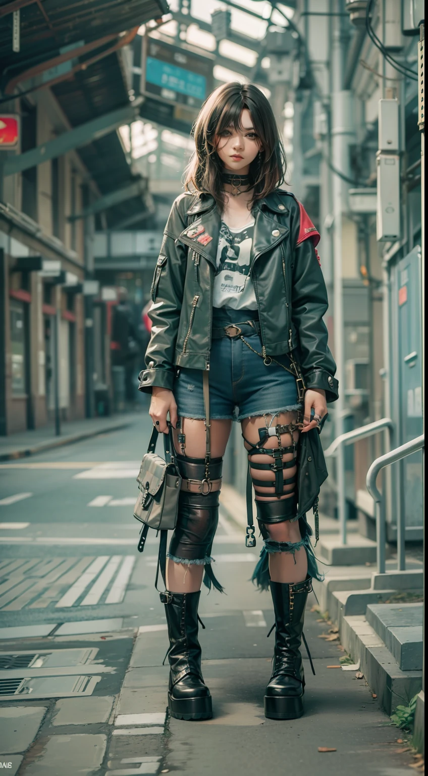 Beautiful woman in insanely intricate Modern Grunge Outfit