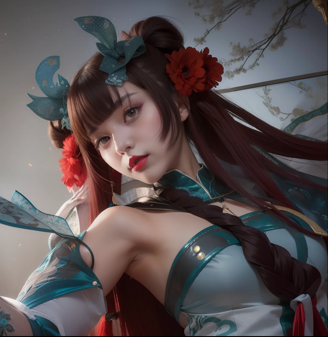 1girl,kagura,red lips