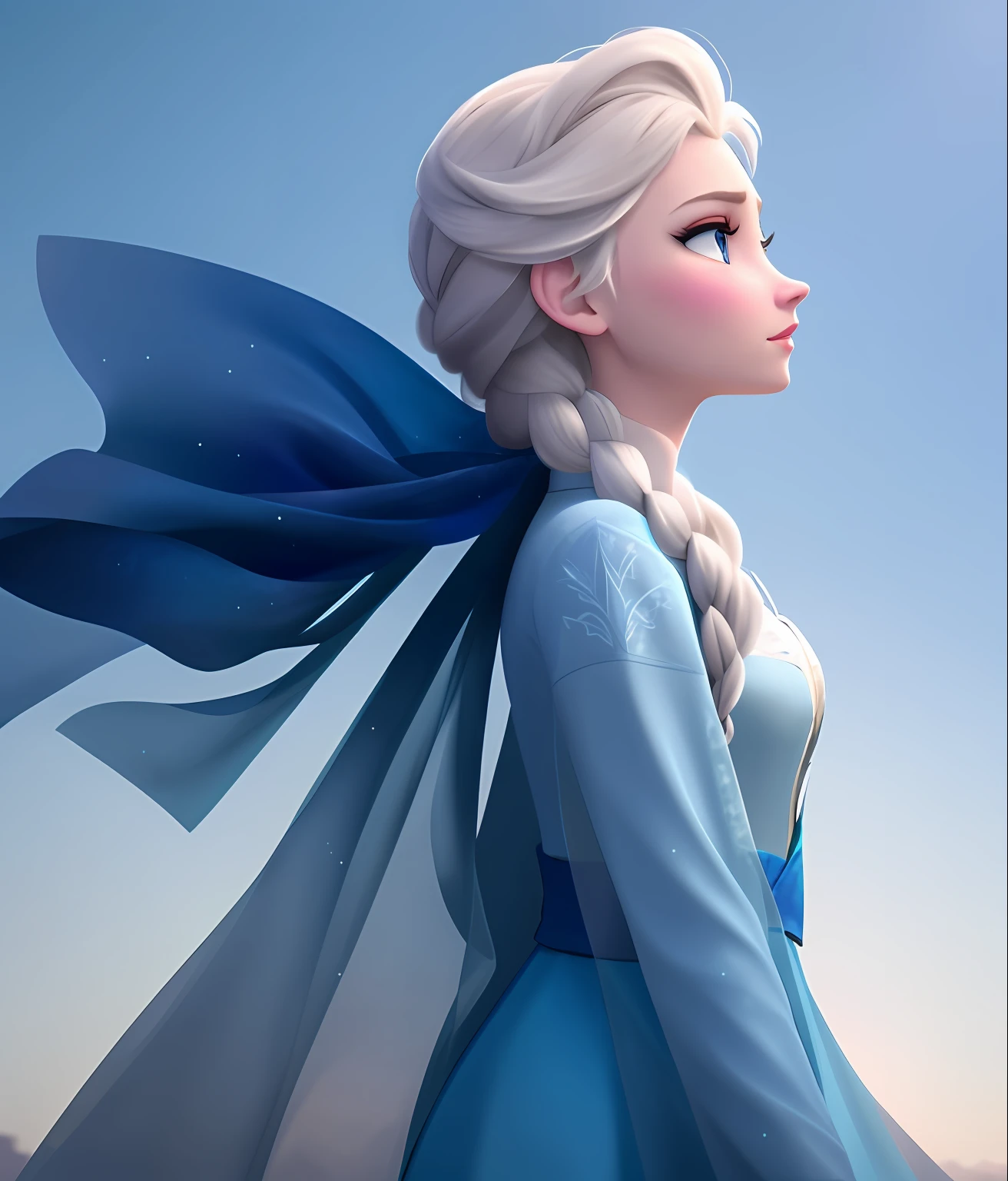 disney's frozen princess elsa is standing in a blue dress, elsa frozen, elsa, frozen ii movie still, portrait of elsa of arendelle, beautiful elsa, elsa from frozen, portrait of elsa from frozen, frozen ii klaus film, animated film, frozen like a statue, in style of disney animation, artgerm and atey ghailan, frozen, disney art style