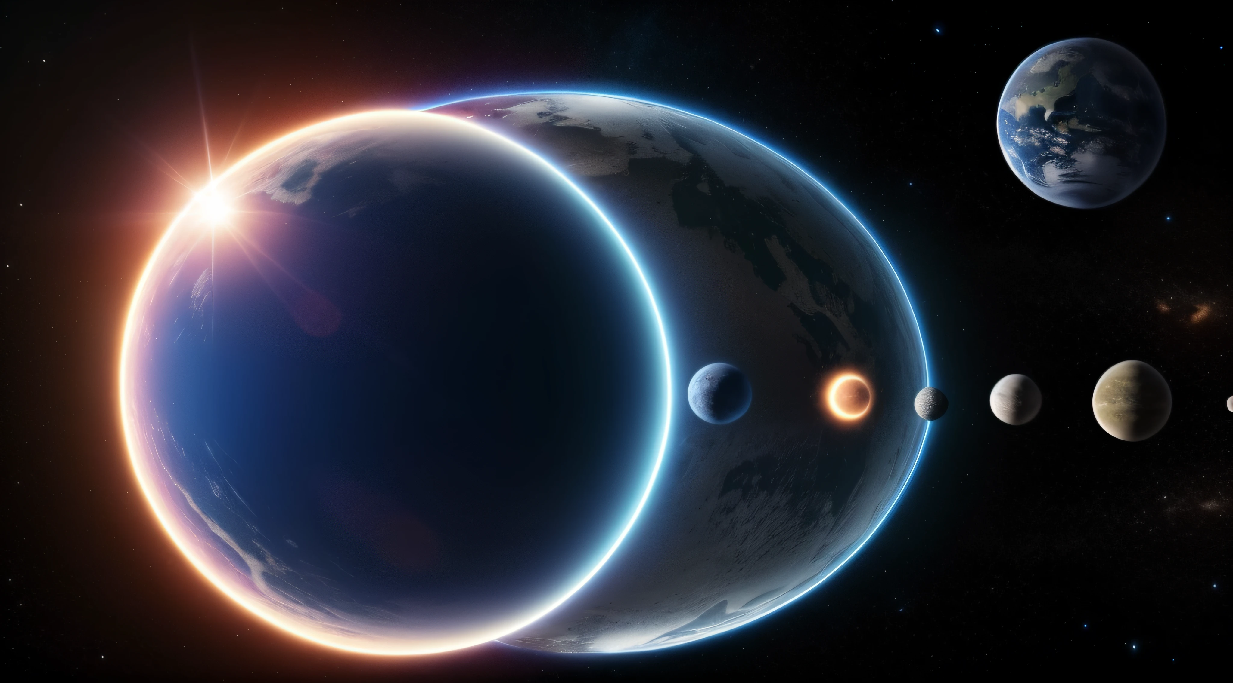 infinite planets equal to ''Earth'' in sequence in the galaxy, detalhado, 4k, realista,