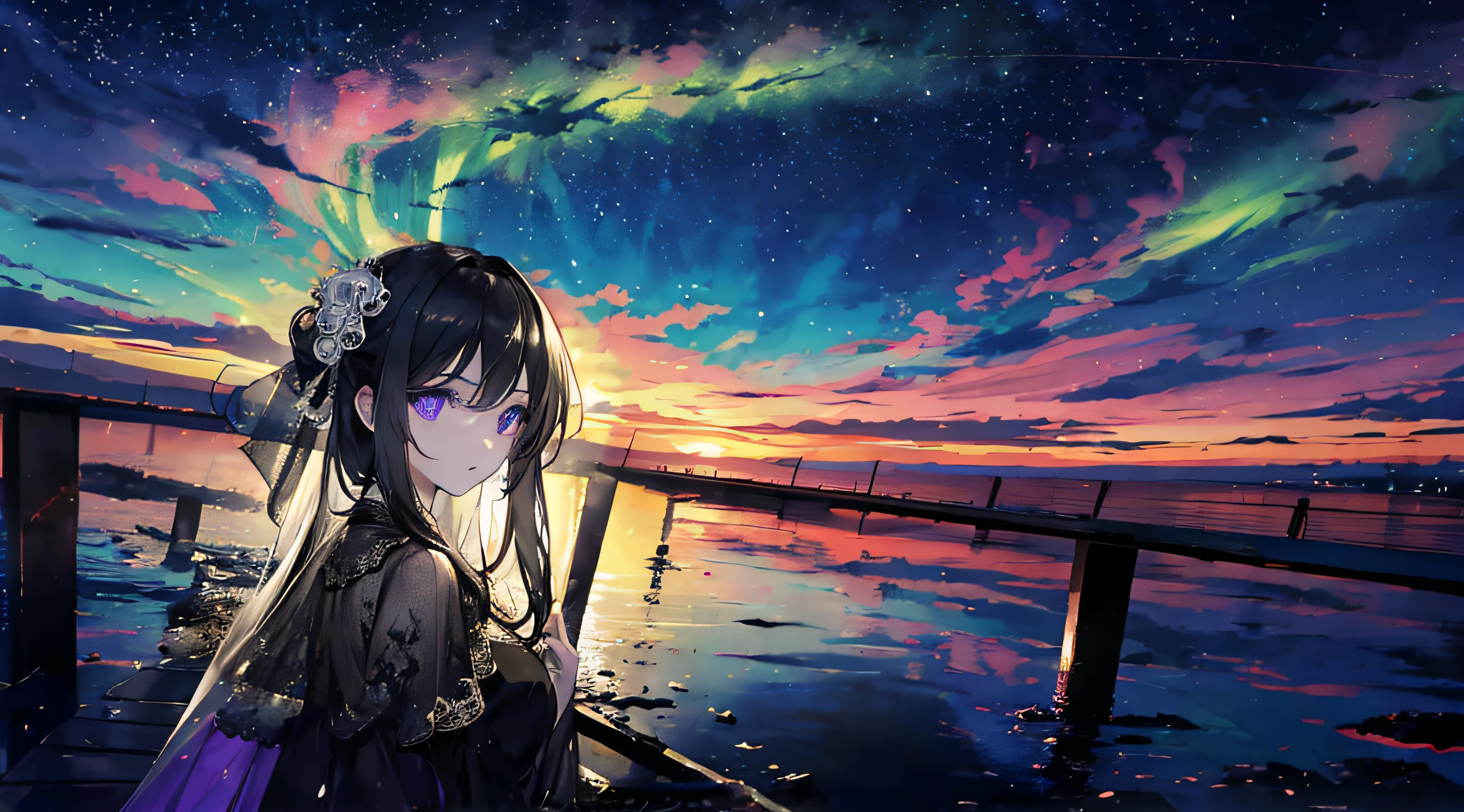 Violet eyes,Eyes shining with starlight。