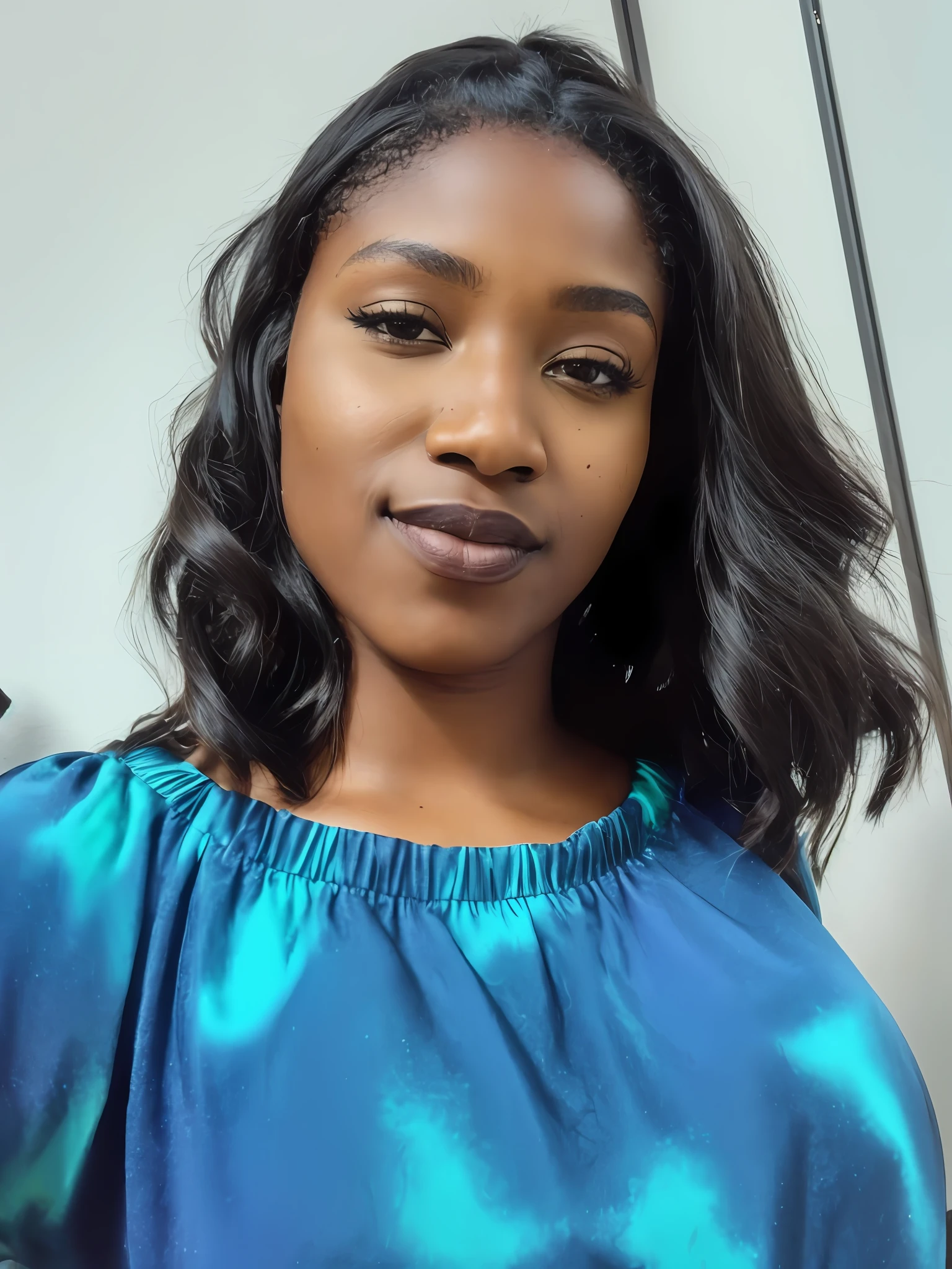 photo of a black woman wearing a black and gold dress, brown hair, (8k UHD:1.1), (film grain:1.1), (raw photo:1.1), full resolution, highly detailed skin, detailed hair, dslr, sharp focus, high definition, high quality photography, intricate