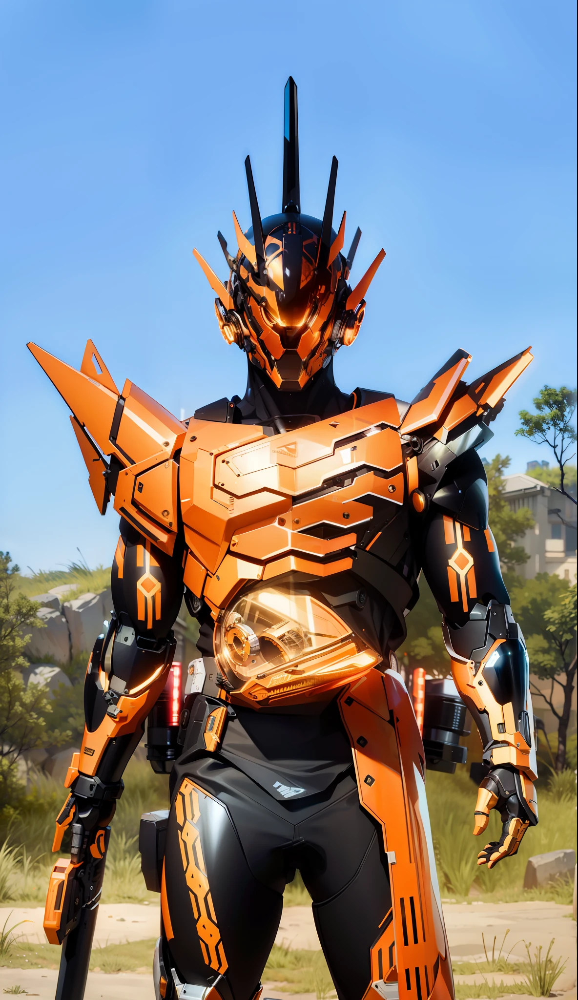 Realiy，photorealestic，Machinary，mechs，Technologie，musculous，glowing light eyes，Burly body，style of photography，Real scenery（Metallic texture 1.8）（Excess detail 2）（High resolution1.6）（4K clarity1.9)（Carbon fiber 1.5）（Metal reflection 1.5），Neon lights，obi strip（1:1）