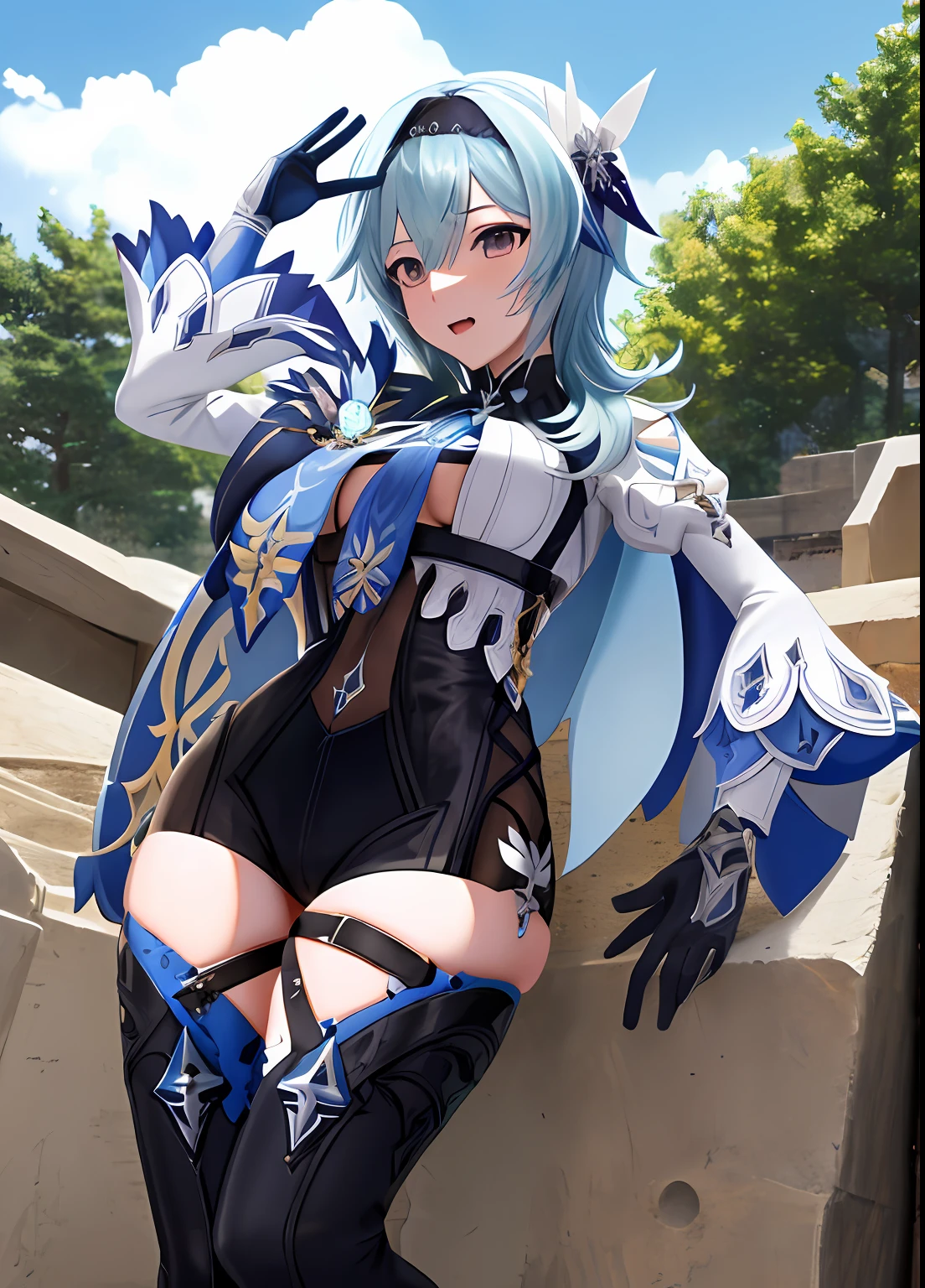 Euladef, parte superior do corpo, sorrir, blue skies, cabelo curto, ass, no corpo, Bukkake, Ahegao