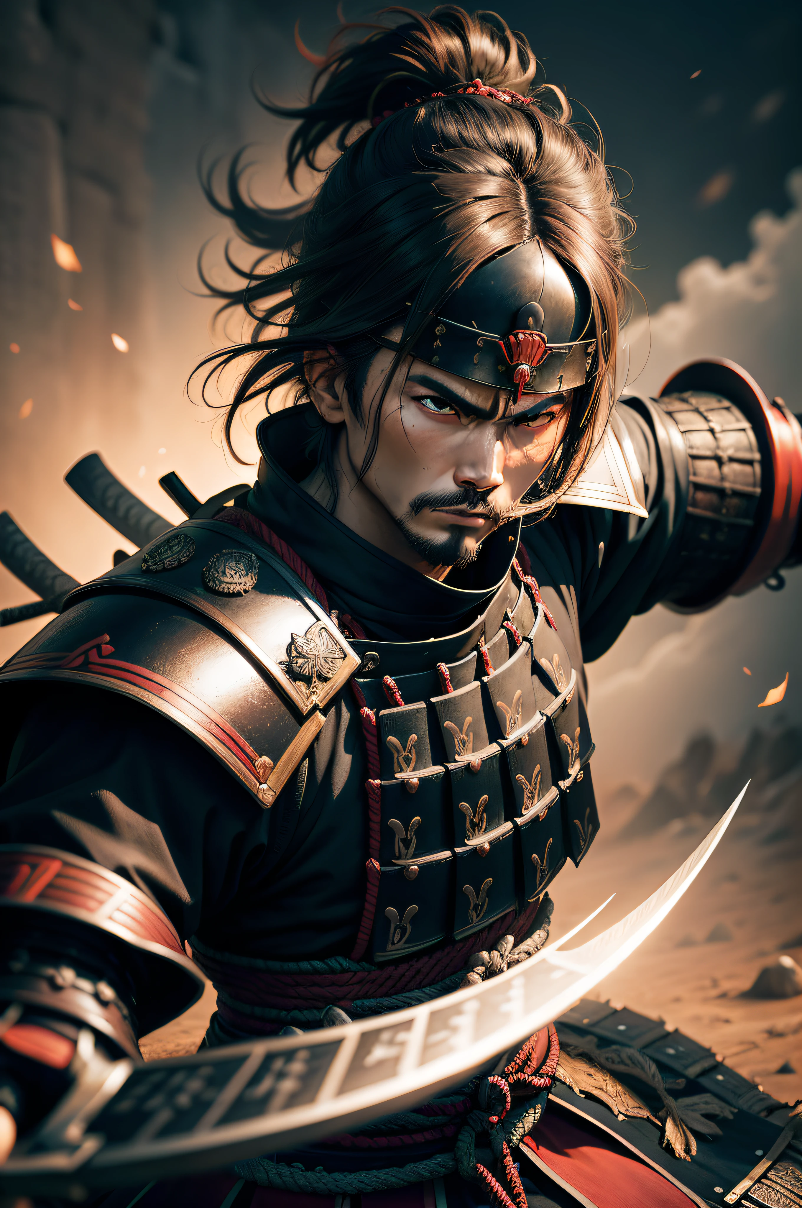 best quality, masterpiece, badass epic samurai pose, detail samurai, detail background, photography