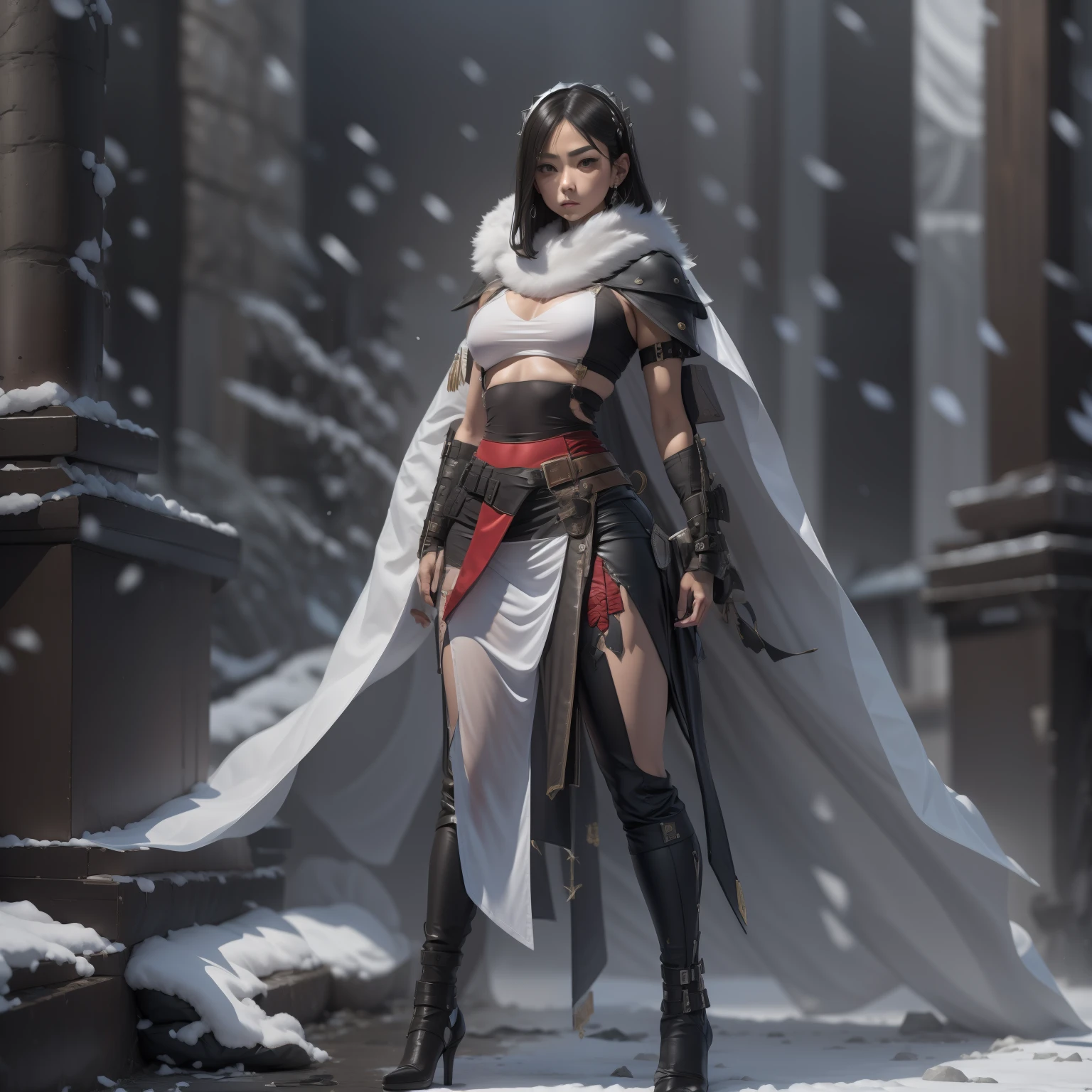 Bursting snow,new products, arma, The sword, halter, Weapons of the future, 32K, Linen cloak, Top quality, Masterpiece:Faust,,1 child, short detailed hair, thin fog, Squat, (tmasterpiece,k hd,hyper HD,16k),clutching a sword, buliding, Reflectors, bloods, Eastern Asia, Weapon focus, Skysky, brunette color hair, knifes, shorter pants, fumo, Mist, The clothes ar, bandagens, sword sheath, Leather, 独奏