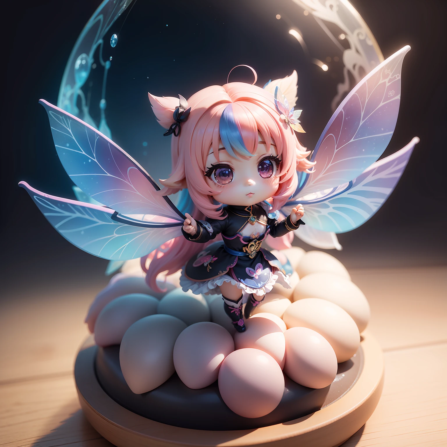 a beauty girl、Soio、super precision、accuracy、nendoroid、Chibi、Multicolored hair color、kawaii、Fantasia、faerie、Flying