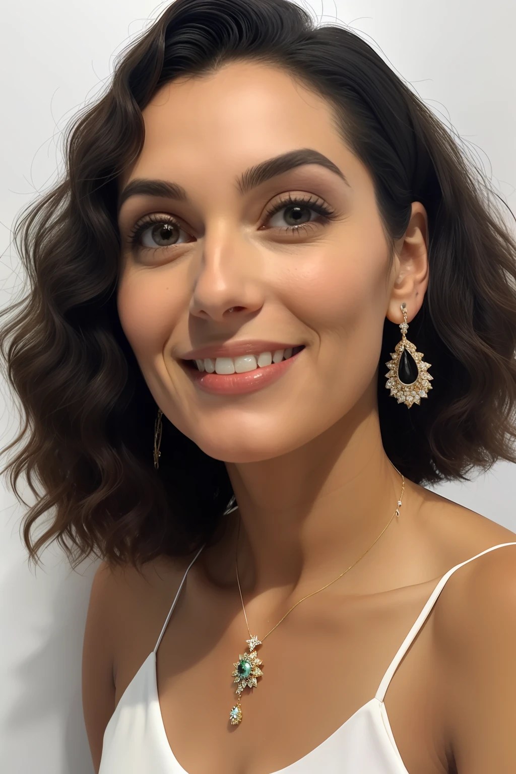 1girl, , sozinho, anel do mamilo, jewelries, curto_Hair, superior_corpo, Patudo,cabelos negros