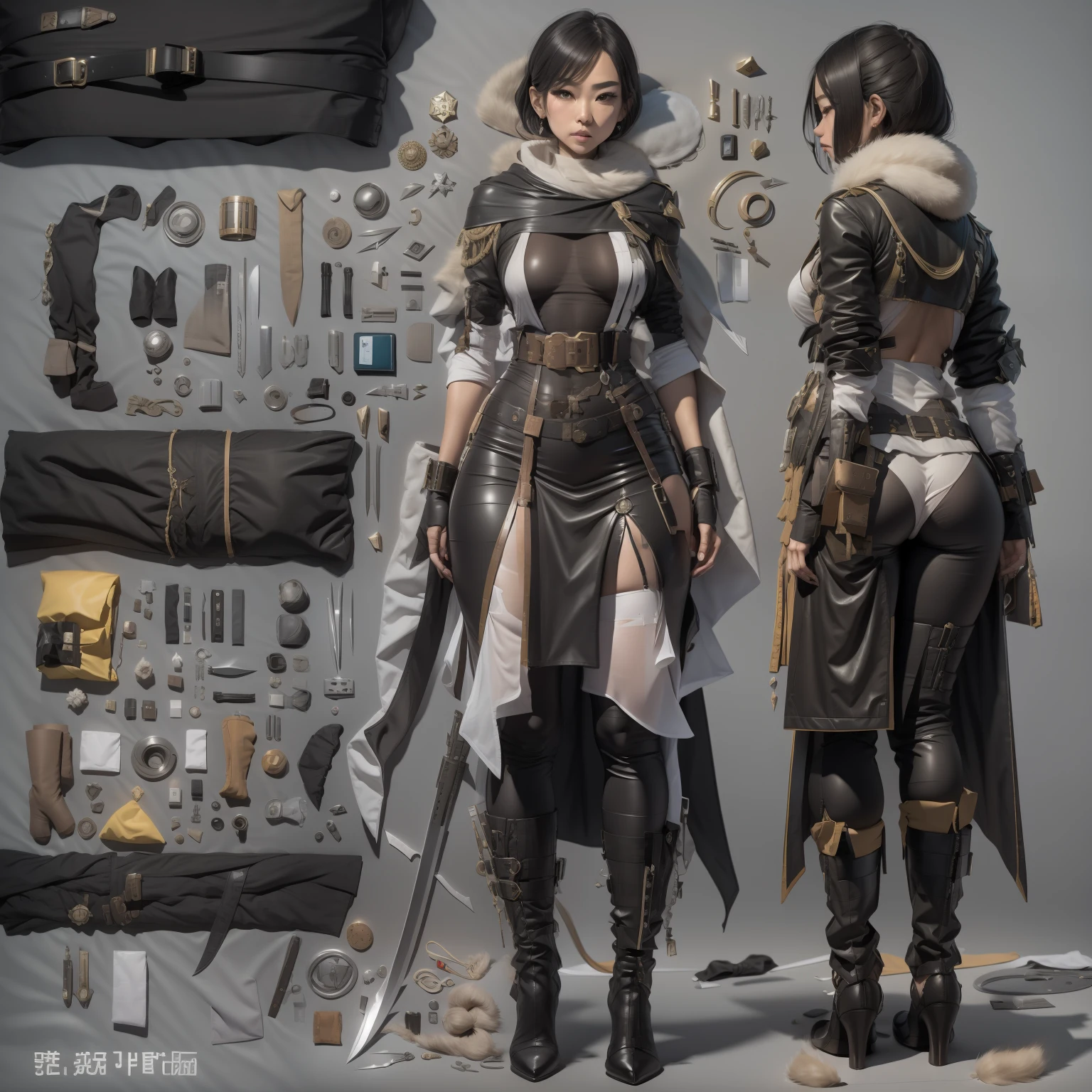 heavy snowy，new products， arma， The sword， halter， Weapons of the future， 32K, Linen cloak, Top quality, Masterpiece:Faust，,1 ， short detailed hair， thin fog， Squat， （tmasterpiece，k hd，hyper HD，16k）,clutching a sword， buliding， Reflectors， bloods， Eastern Asia， Weapon focus， Skysky， brunette color hair， knifes， shorter pants， fumo，  Mist， The clothes ar， bandagens， sword sheath， Leather， 独奏