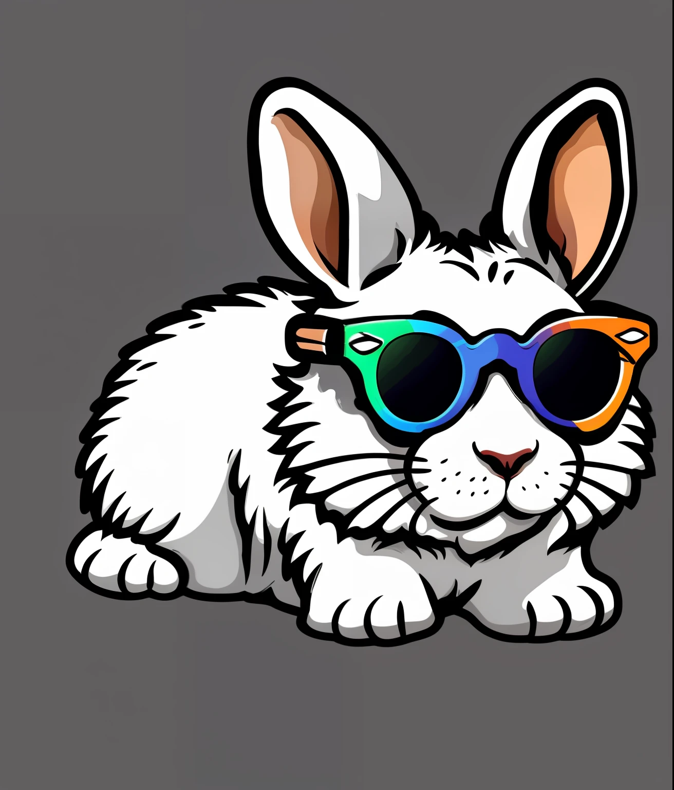 Rabbit in sunglasses、colourfull、Vintage style、(tshirt design)、Masterpiece realistic volumetric light