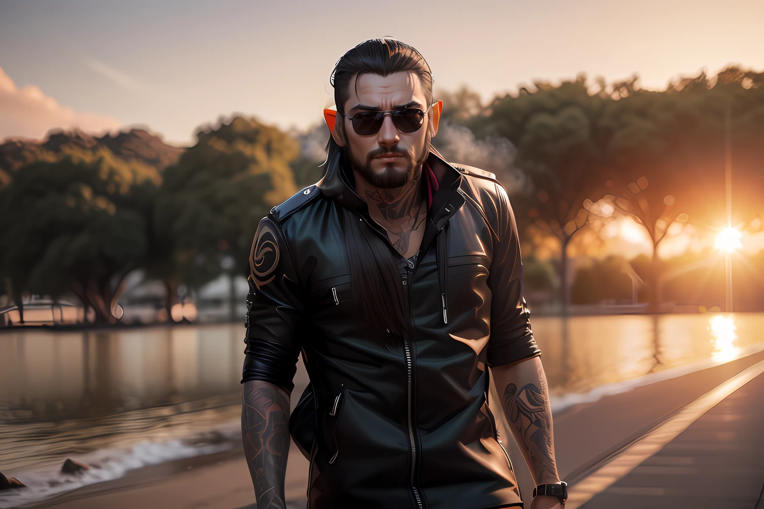 Remove background ultra HD tattoo long flaynig hair handsome boy