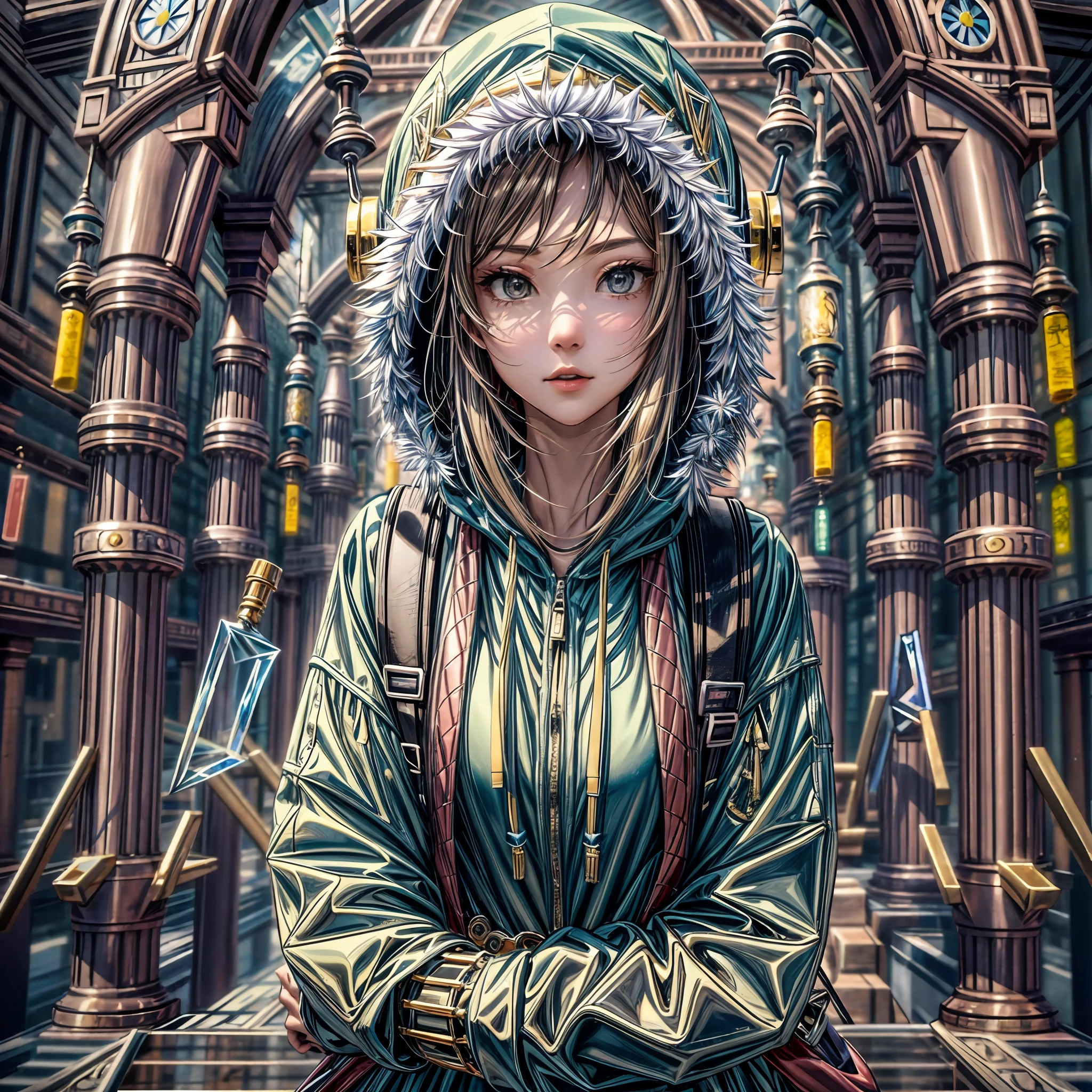 ((((adorable,captivating,enchanting,female)))),(top buns),((wearing hood,wearing leggings,wearing miniskirt,wearing backpack)),((wearing boots,wearing gloves,wearing blades)), (((fuzzy-logic, psychenautics, mysticism, urban-gothic, psychonaut, sci-fi, hi-fi, abstracted, quasi-organic, sacred geometrics, biomechanics, alchemical, isometrics))), (((most beautiful images in existence))), (masterpiece), (masterwork), ((top quality)), ((best quality)), ((highest quality)), ((high fidelity)), ((highest resolution)), ((highres)), ((hyper-detailed)), (((detail enhancement))), ((deeply detailed)), unity 8k, unreal 8k, octane render, awe inspiring, breathtaking, hdr, uhd, hdr, fhd, meticulous, intricate, intimate, nuanced, award winning, (((most beautiful artwork))), photon mapping, ray tracing, film grain, depth of field
