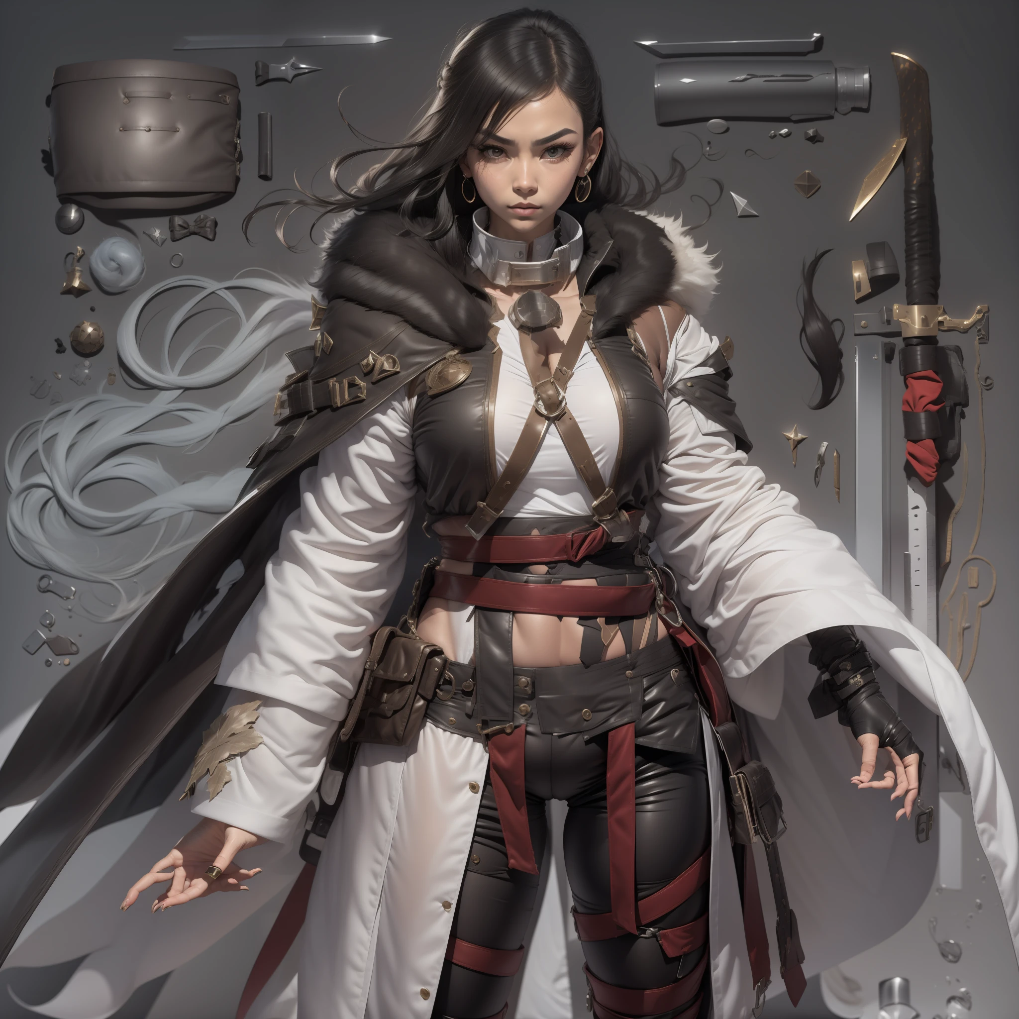 heavy snowy,new products, arma, The sword, halter, Weapons of the future, 32K, Linen cloak, Top quality, Masterpiece:Faust,,1 , short detailed hair, thin fog, Squat, (tmasterpiece,k hd,hyper HD,16k),clutching a sword, buliding, Reflectors, bloods, Eastern Asia, Weapon focus, Skysky, brunette color hair, knifes, shorter pants, fumo, Mist, The clothes ar, bandagens, sword sheath, Leather, 独奏