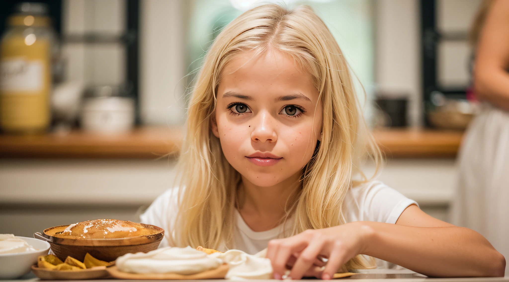 Blonde girl , Foto RAW, uma foto retrato de Foodporn profissional sorvete de creme de leite de baunilha 8k uhd, DSLR, soft-lighting, alta qualidade, grain of film, Fujifilm XT3