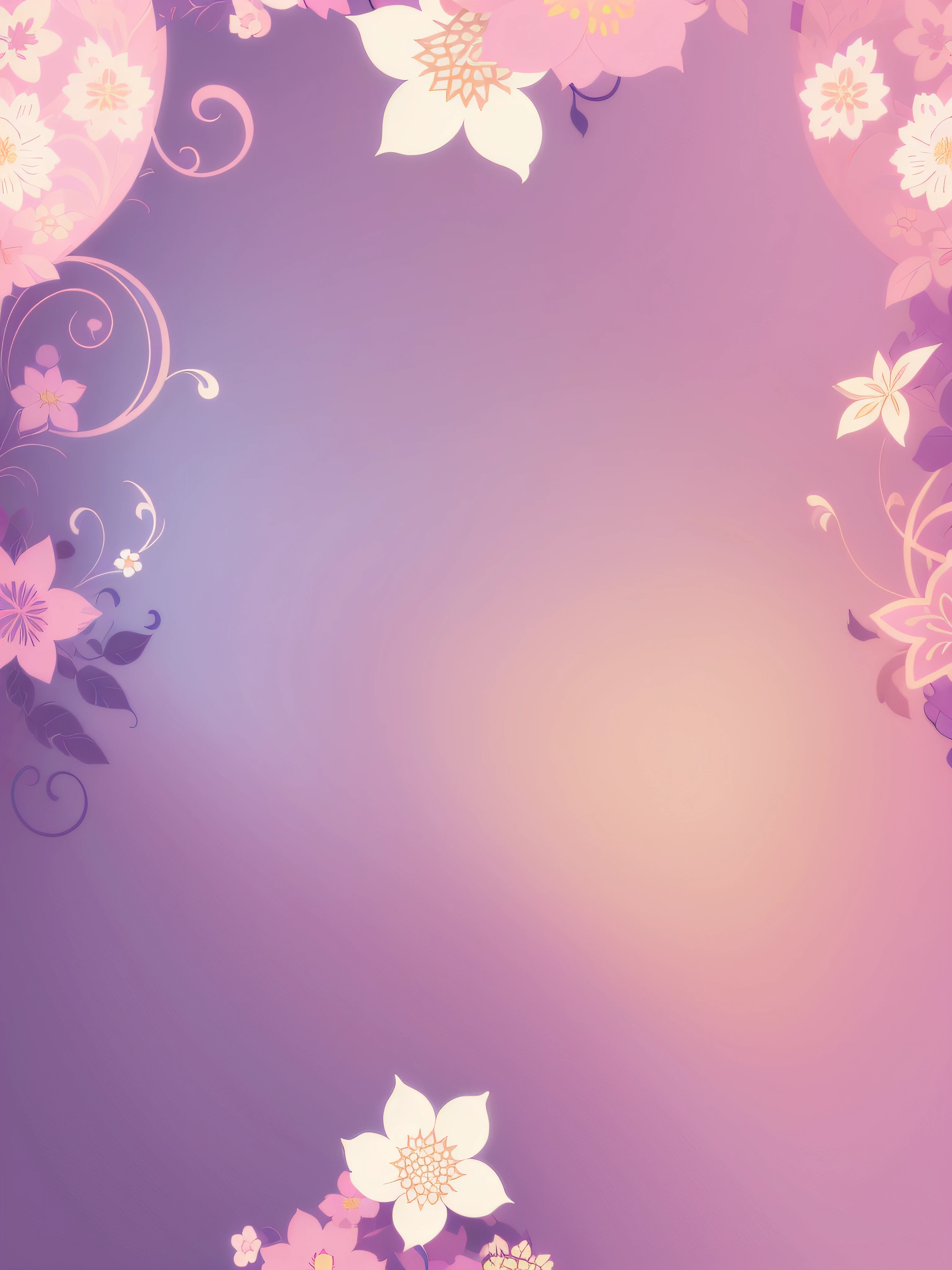 Flat style wallpaper, vector style floral vine pattern with pastel color tones including old pink, pastel blue, light blue, beige, soft purple, soft yellow and white without obvious shadows.