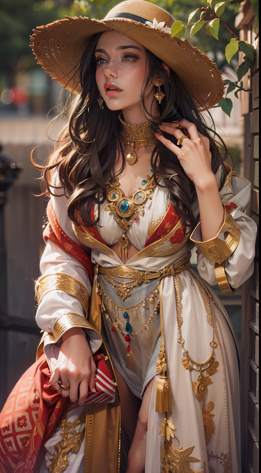 Beautiful woman in insanely Romantic Bohemian Outfit