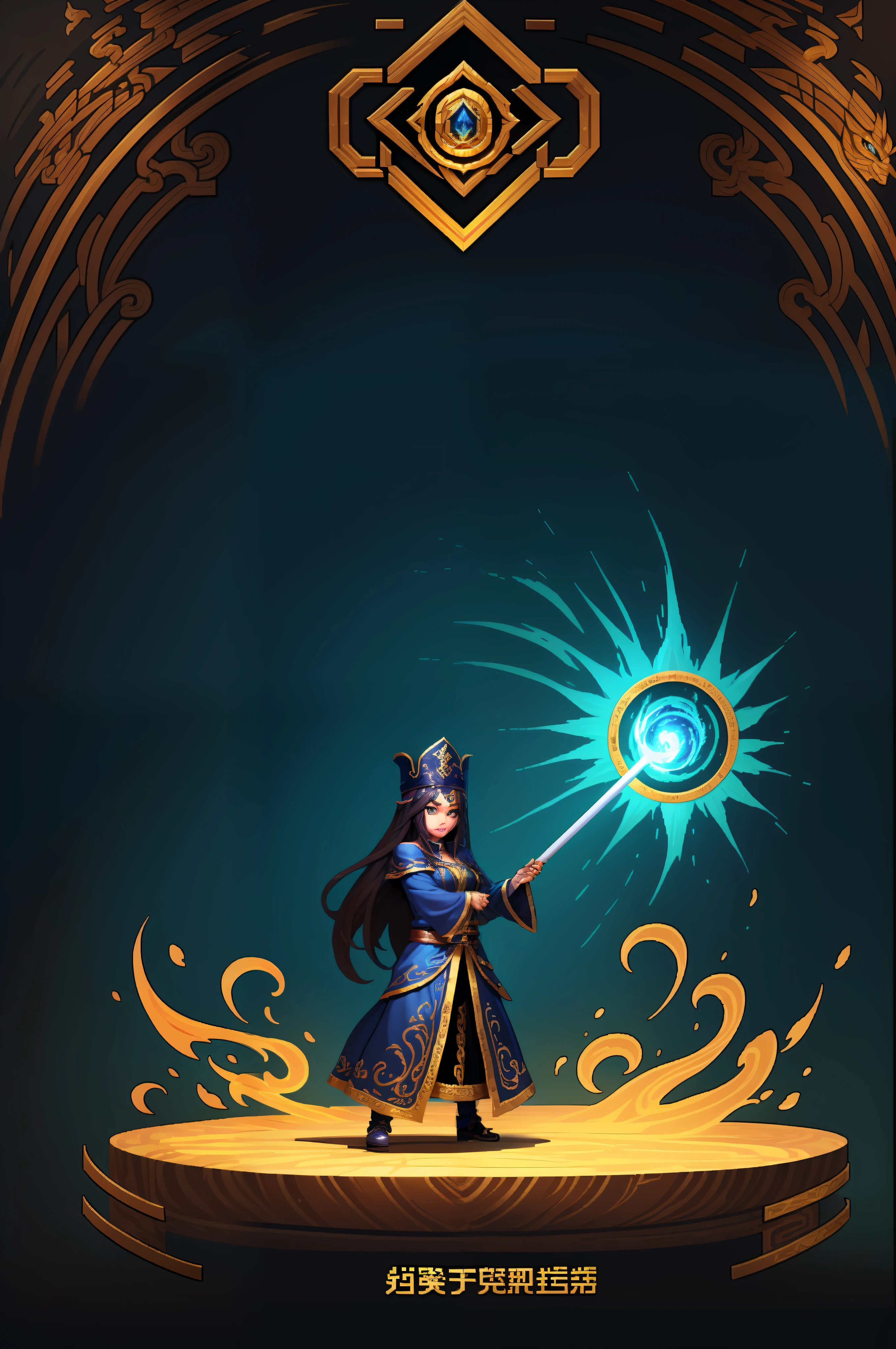 A female magician，Long flowing hair，Wearing a mage hat，Staff in hand，Unleash magic，Top image quality，超高分辨率，pixal style，A masterpiece of game scenarios:1.5，16bitscene。