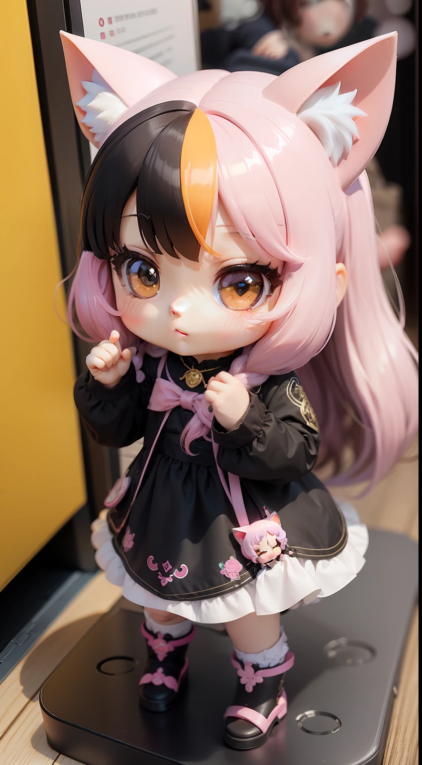 a beauty girl、Soio、super precision、accuracy、nendoroid、Chibi、Multicolored hair color、kawaii、Fantasia、Cat-eared lady、chuckle