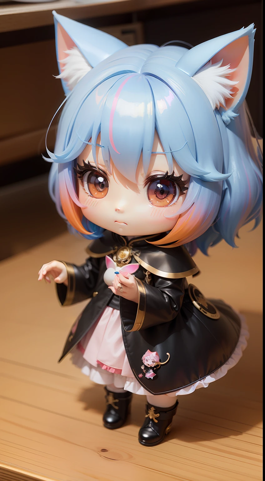 a beauty girl、Soio、super precision、accuracy、nendoroid、Chibi、Multicolored hair color、kawaii、Fantasia、Cat-eared lady、chuckle