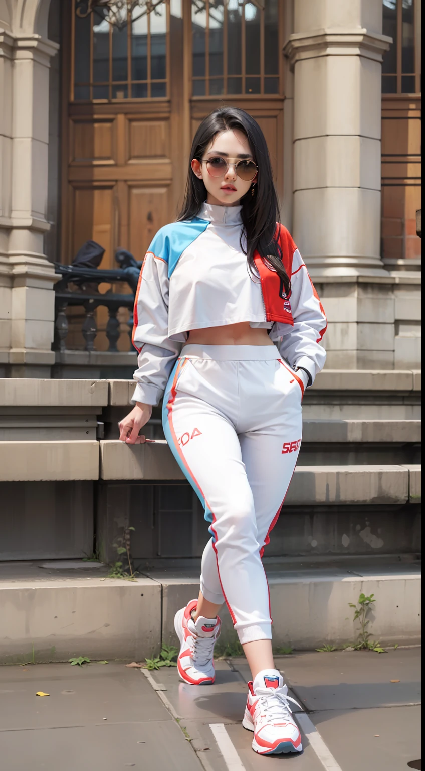 Beautiful woman in insanely Sporty Spice Outfit