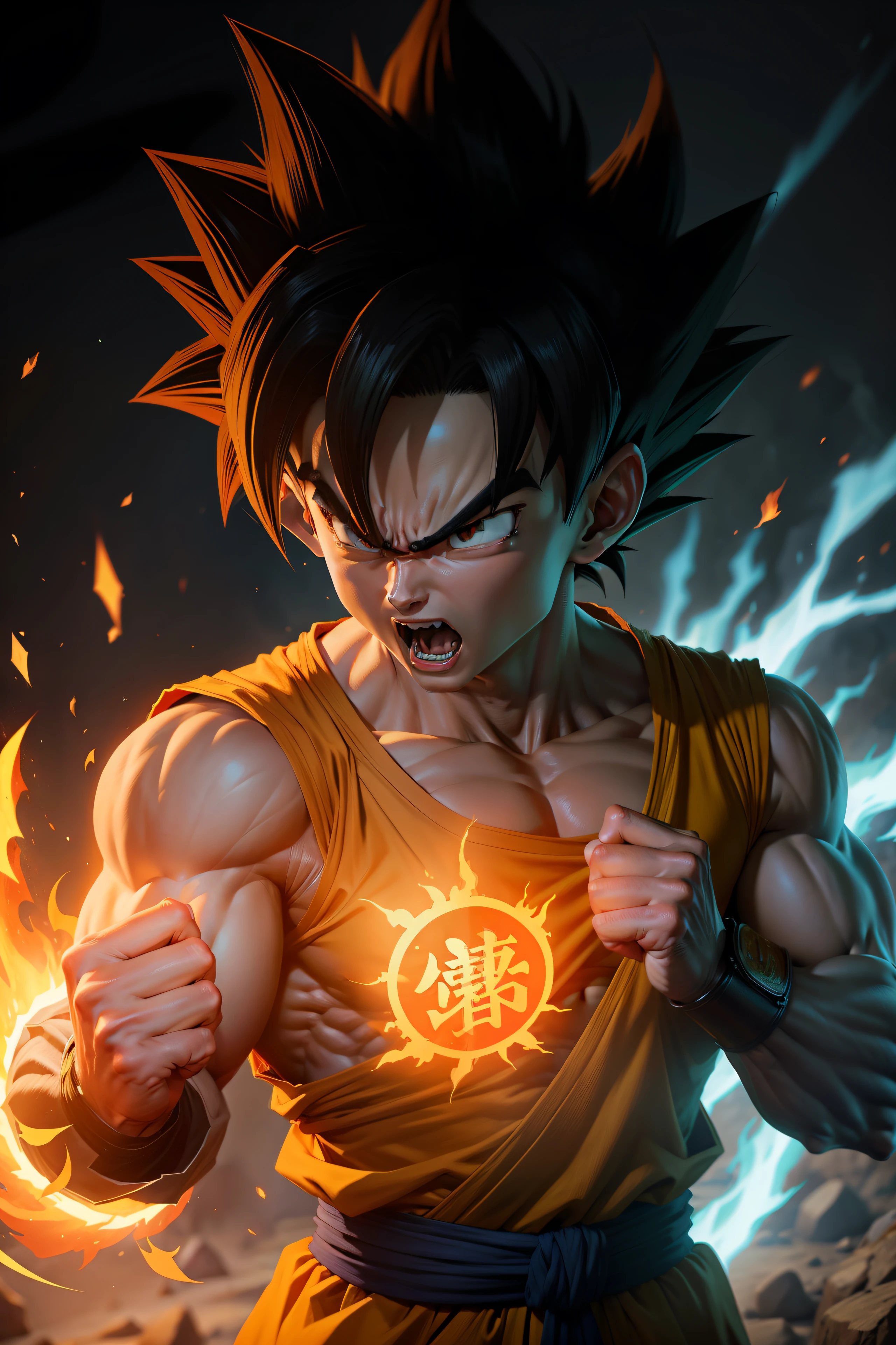 Dragon Ball，son goku，Clench your fists，rage，The whole body glows